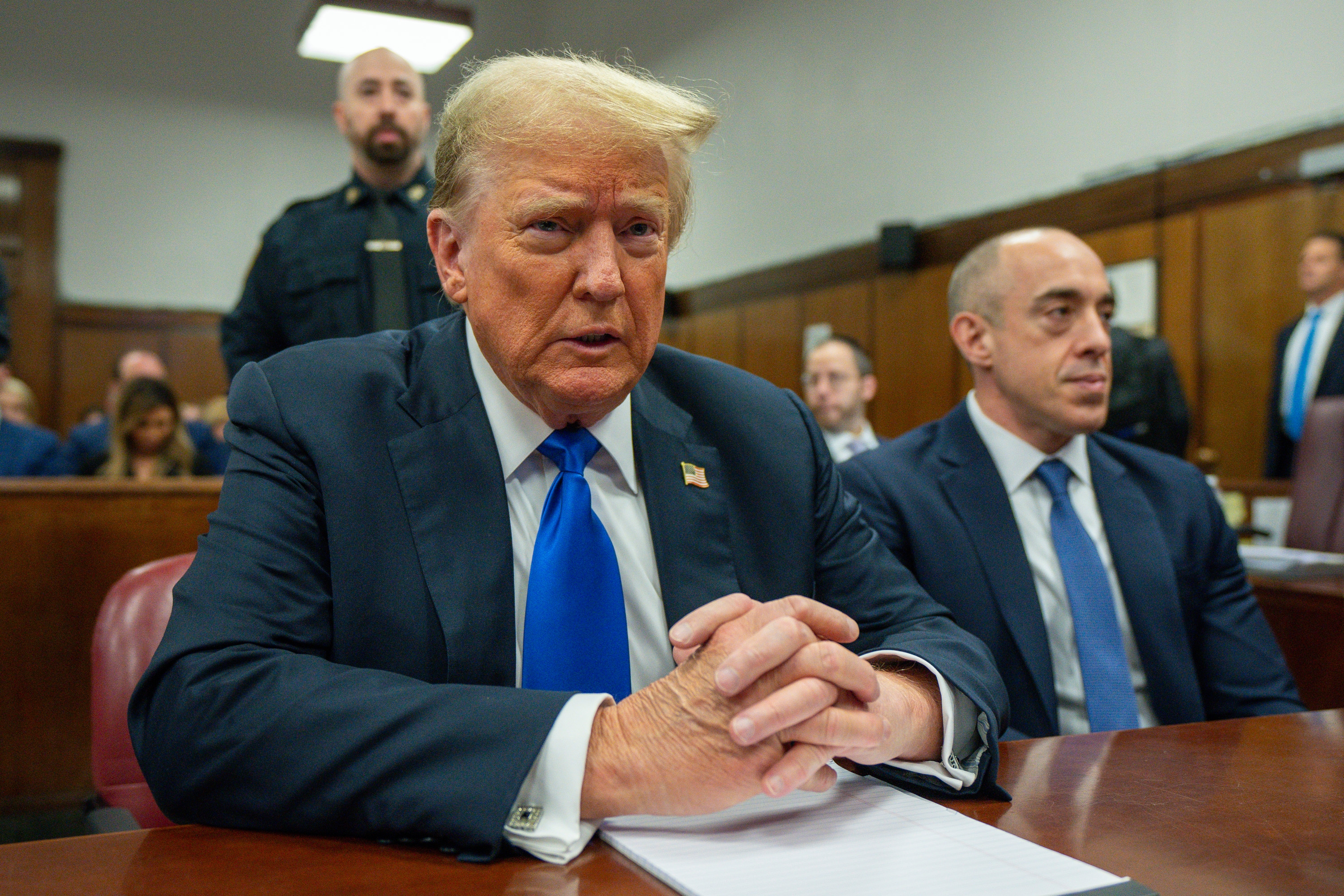 Former US President Donald Trump appears at Manhattan criminal court during jury deliberations in his criminal hush money trial in New York. Photo / AP