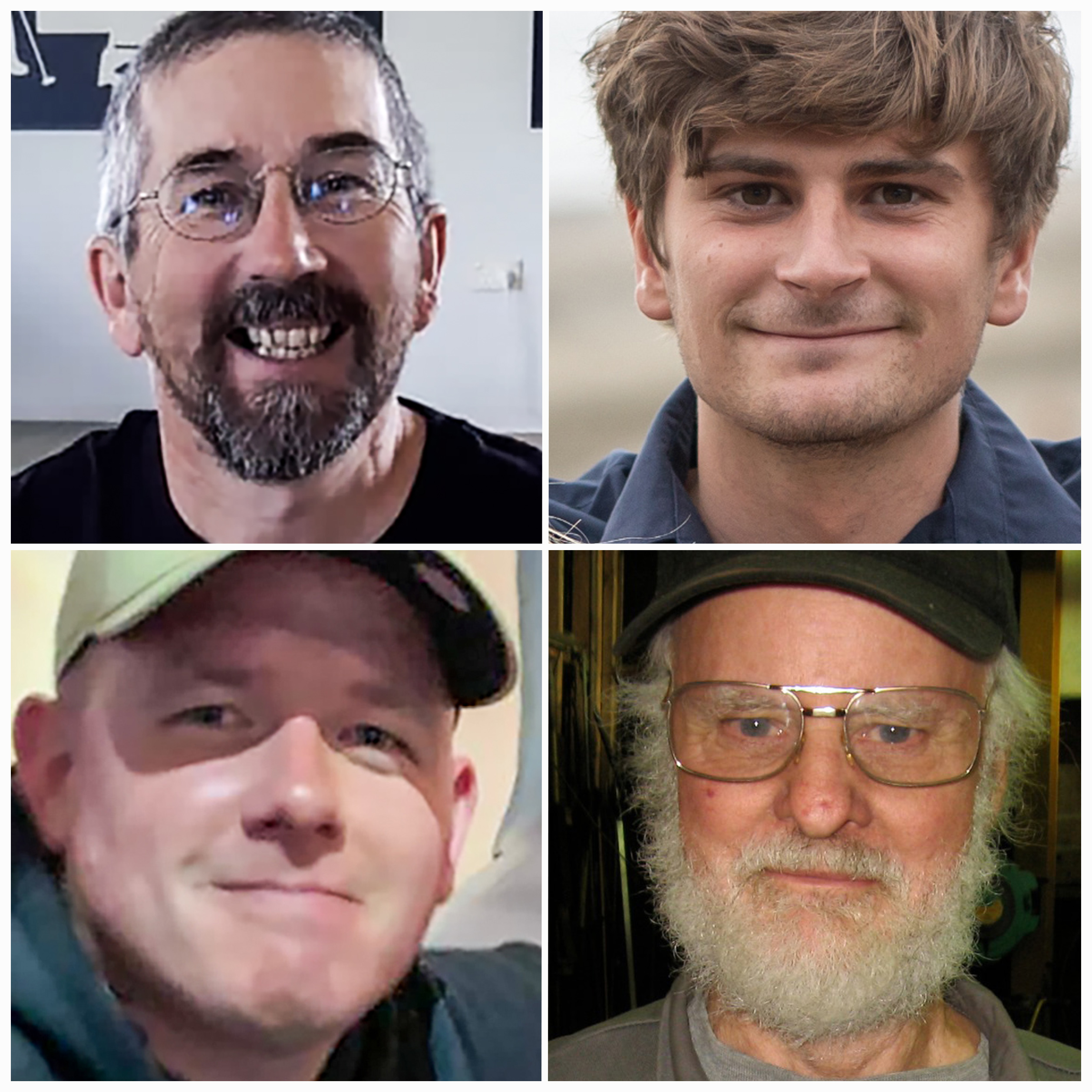 Four men died during the Auckland Anniversary Weekend floods. They were, clockwise from top left: Dave Young, Daniel Newth, David Lenard and Daniel Miller. Newth and Miller both died in Wairau Valley – Newth while kayaking and Miller while trying to help flooded residents.
