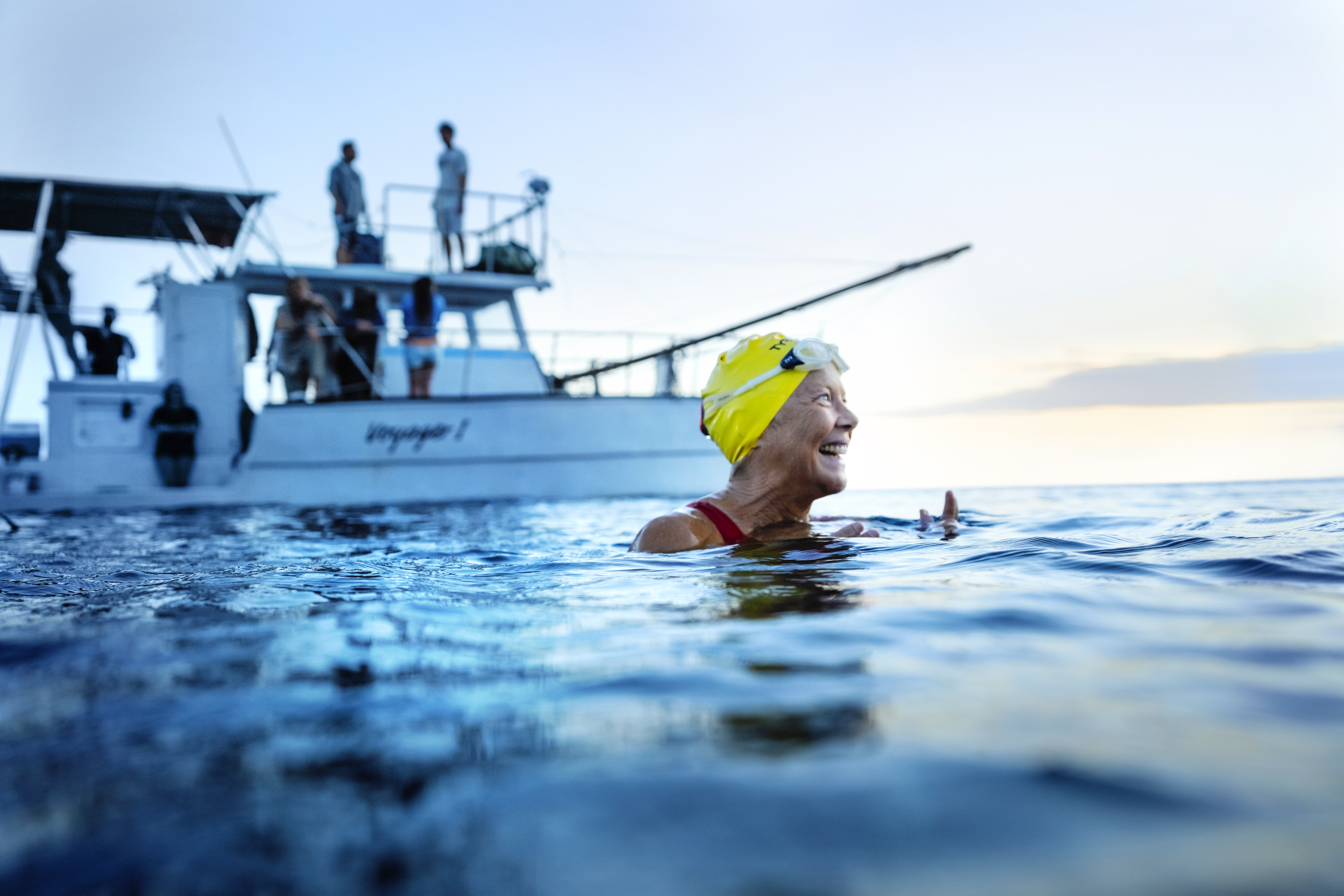 Water world: Nyad (Annette Bening) pushes herself on the  Cuba-Florida strait. Photo / Supplied