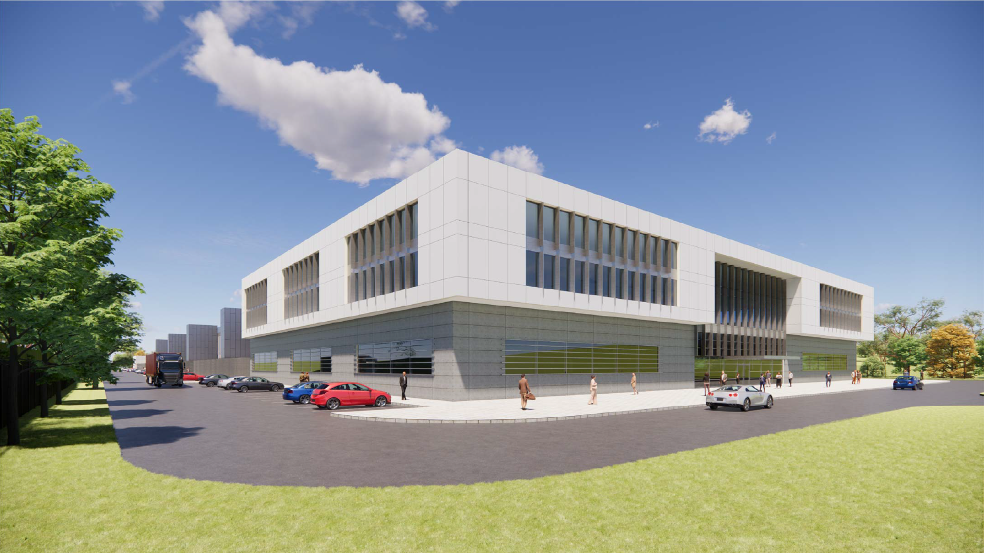 An artist impression of DCI's AKL02 campus in Albany, Auckland, which will house hyperscale data centres for several of the multiinational players. Image / Supplied