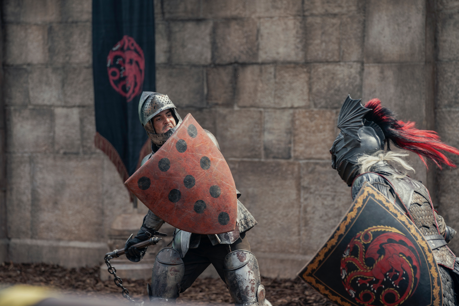 Fabien Frankel and Matt Smith clash in The House of the Dragon.