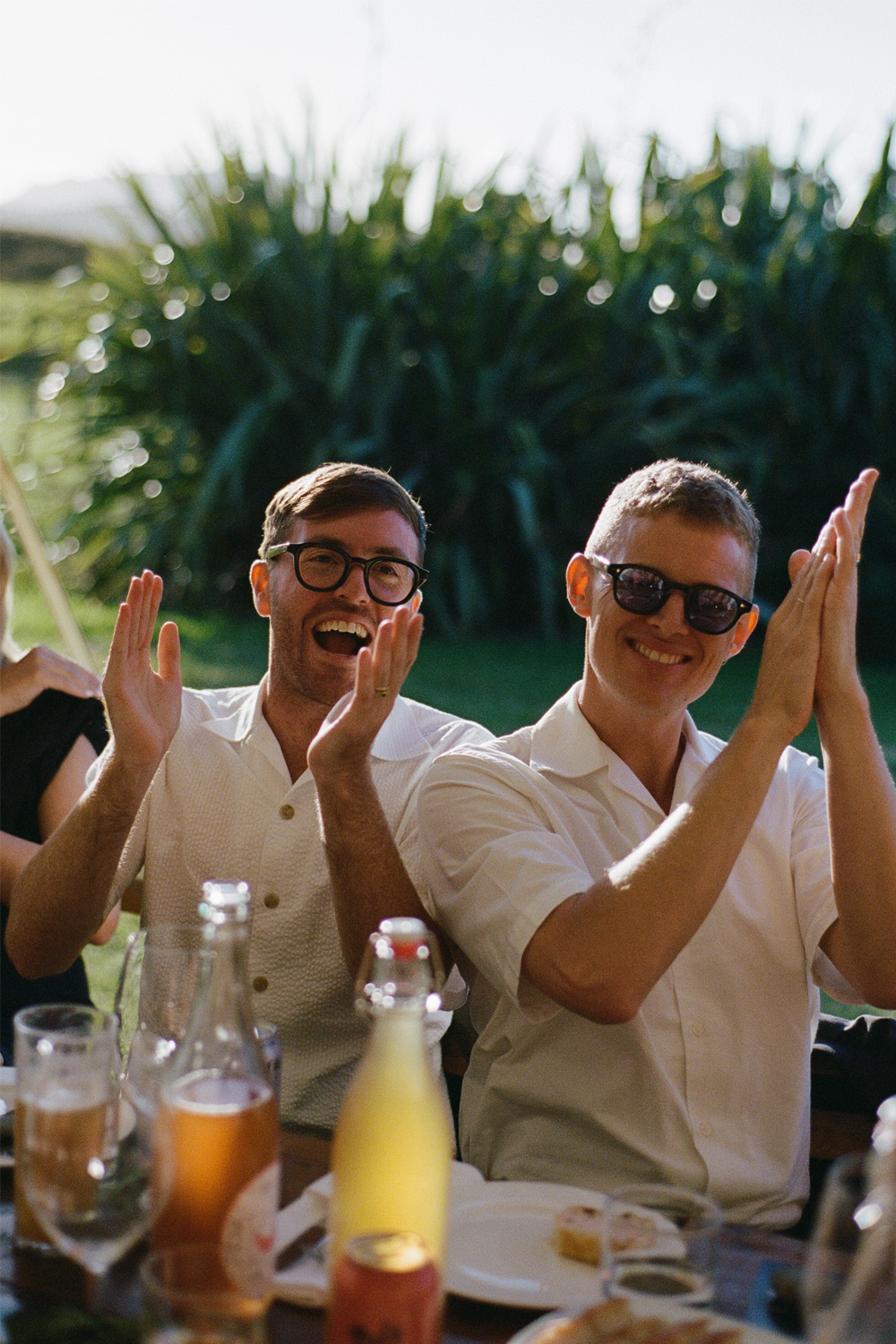 Will Coleman and  Cam Deynzer's friends and family travelled from as far as the UK to be with the couple on their big day. Photo / Poet Pictures