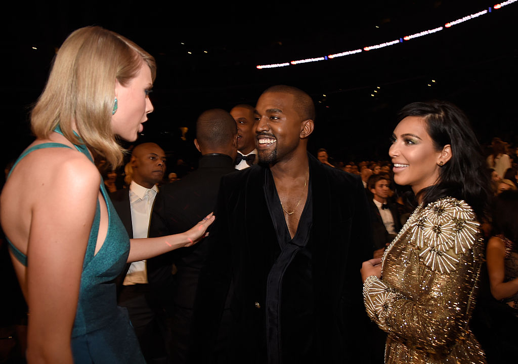 Taylor Swift Kanye West and Kim Kardashian West attend The 57th Annual Grammy Awards. Photo / Getty Images