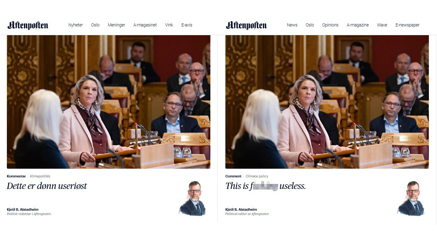 This Norwegian news website tells it like it is.