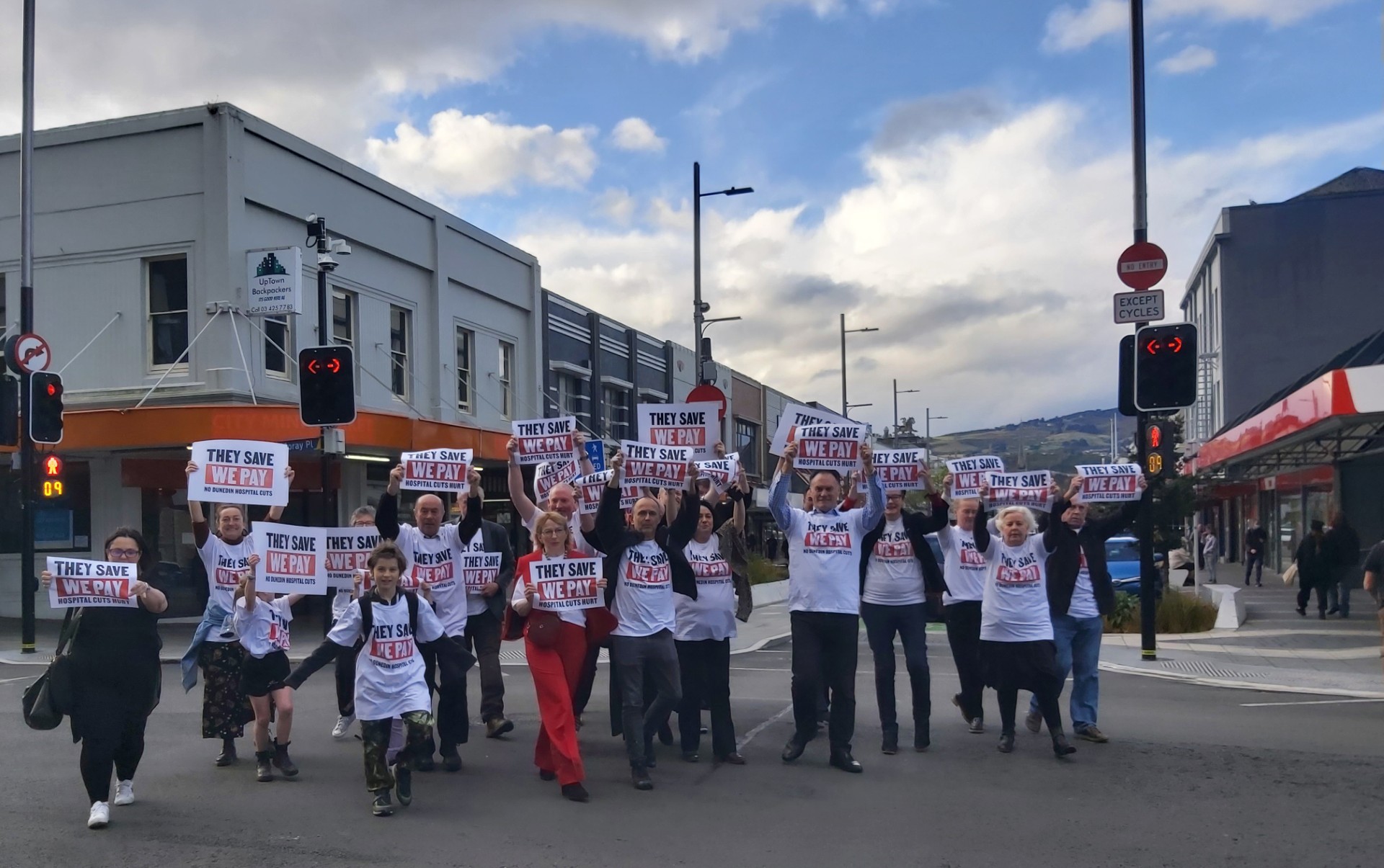 The Hospital Cuts Hurt campaign, launched by Mayor Radich and Councillors, aims to fight any clinical cuts to the New Dunedin Hospital project. Photo / DCC