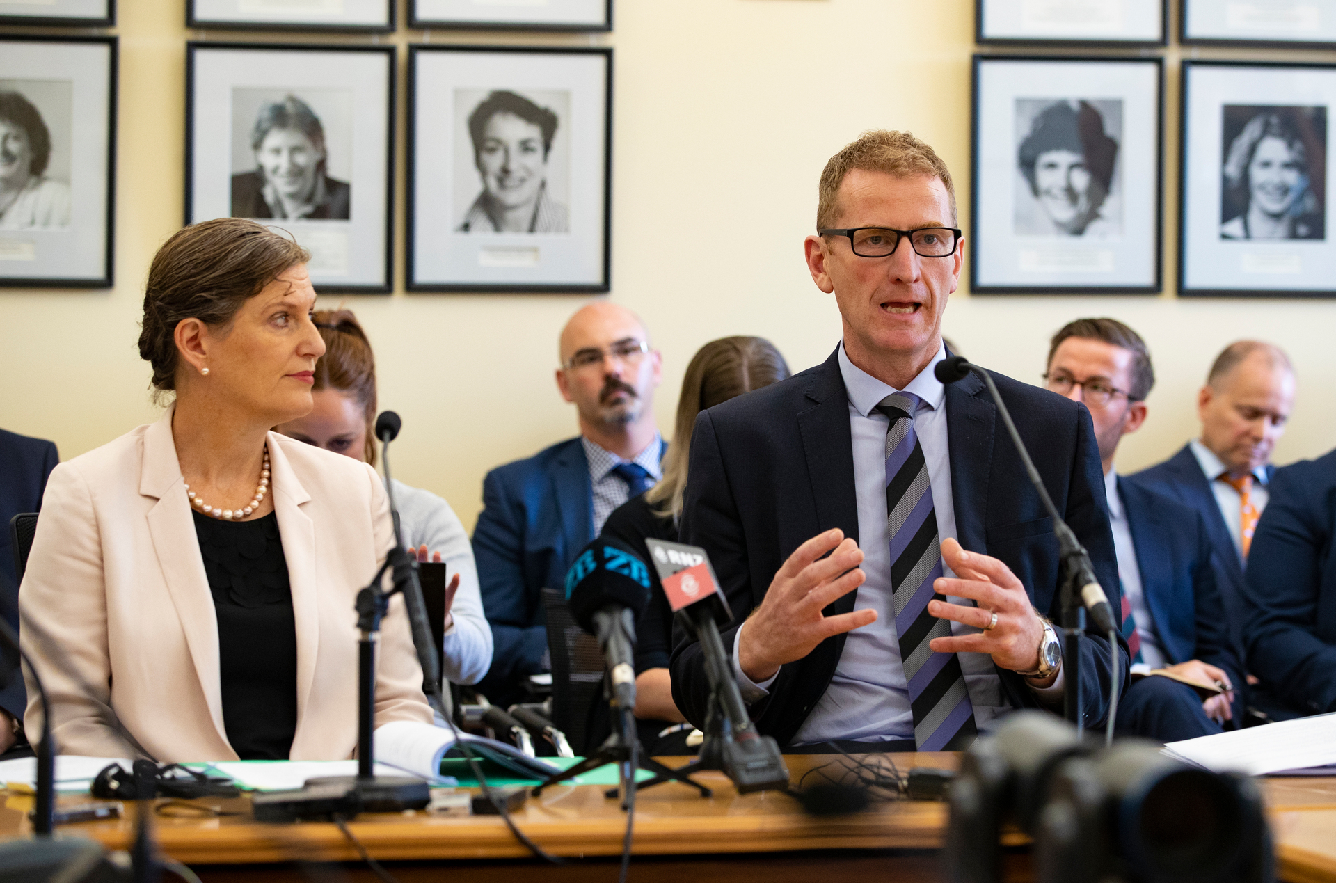 SIS director Rebecca Kitteridge and GCSB director general Andrew Hampton at the intelligence and security select committee at Parliament in 2019. Photo / Mark Mitchell