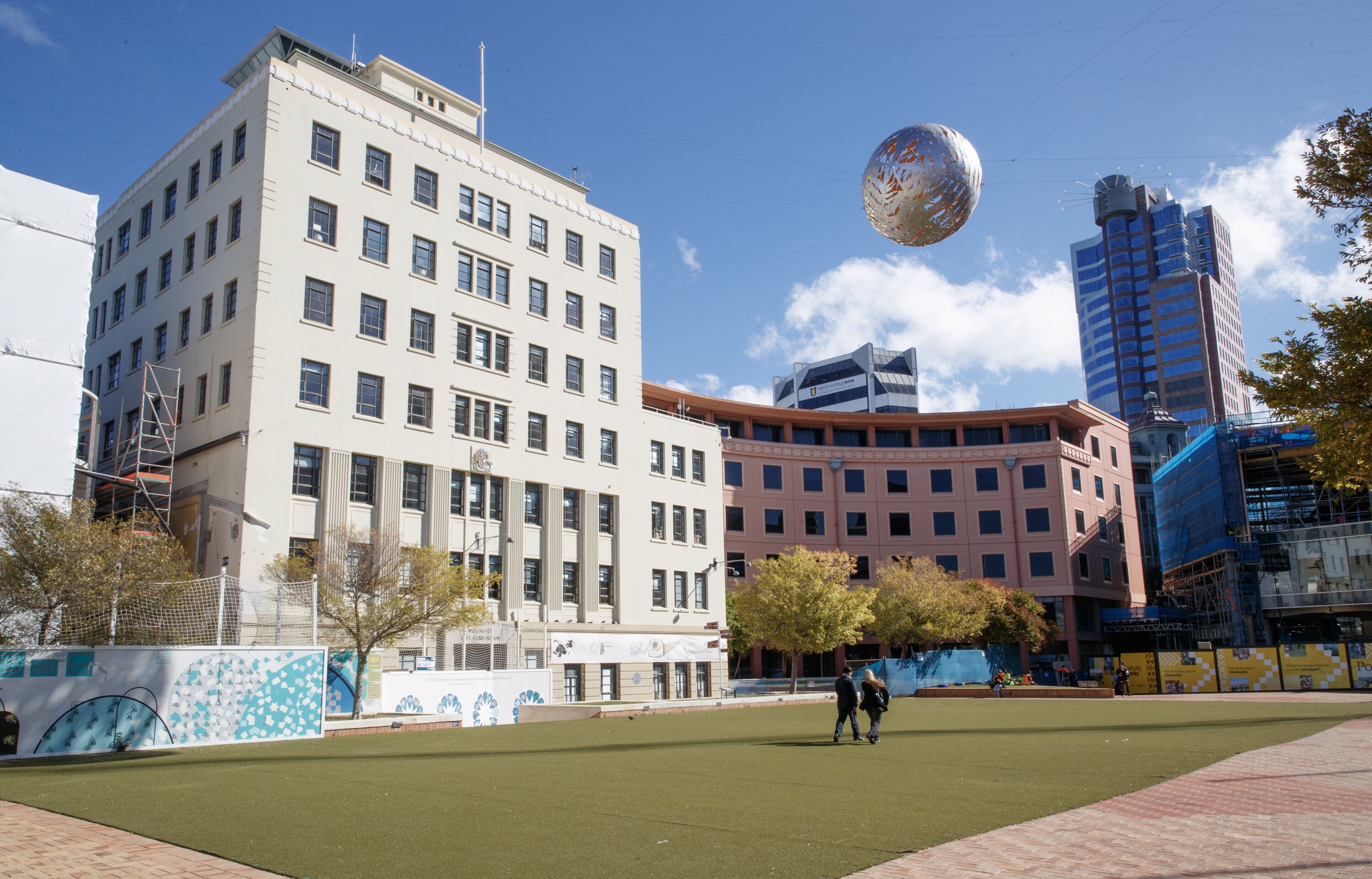 The Municipal Office Building, left, and the six-storey salmon-coloured Civic Administration Building. Photo / Mark Mitchell  