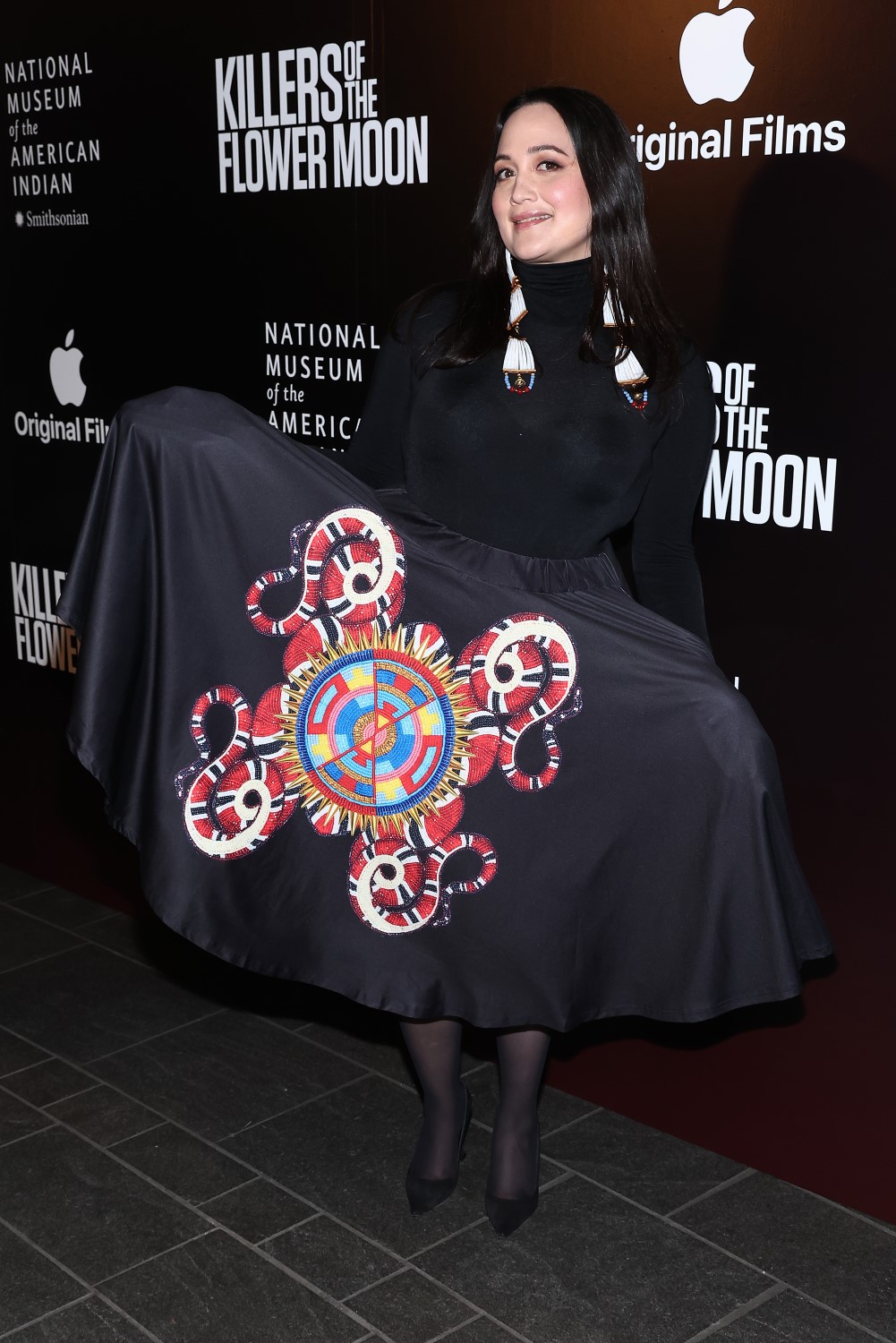 Lily Gladstone attends the 'Killers of the Flower Moon' celebration at the National Museum of the American Indian in Washington, DC. Photo / Getty Images
