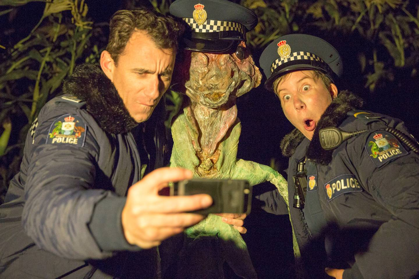 O'Leary stars in Wellington Paranormal alongside Mike Minogue. Photo / Supplied
