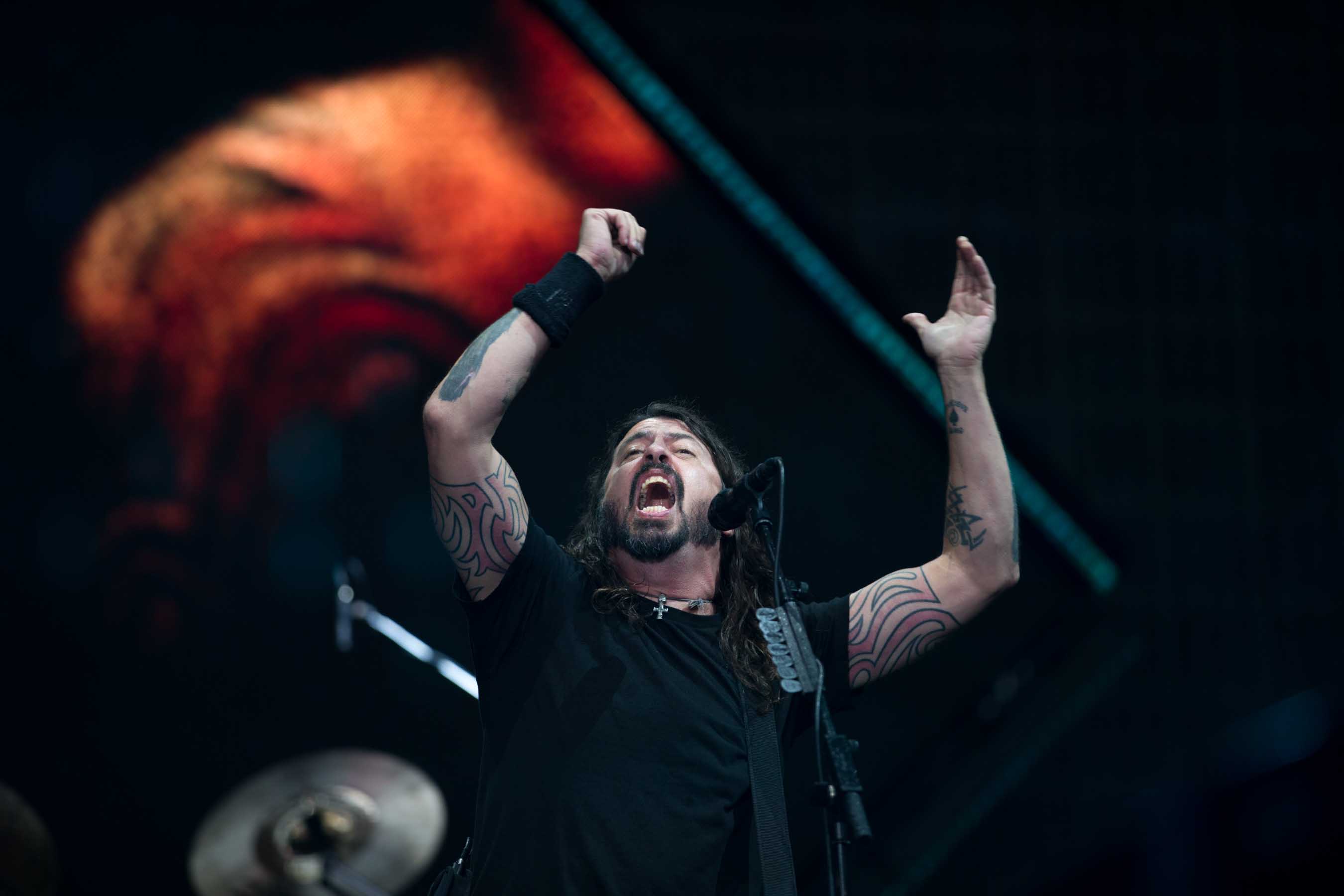 Foo Fighters singer Dave Grohl on stage. Photo / Chris Loufte