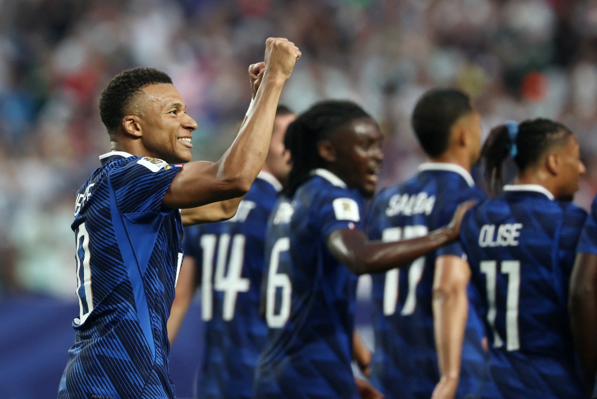 France's forward Kylian Mbappe celebrates scoring his team's second goal during the 2026 World Cup Group I football match between France and Iraq. Photo / AFP