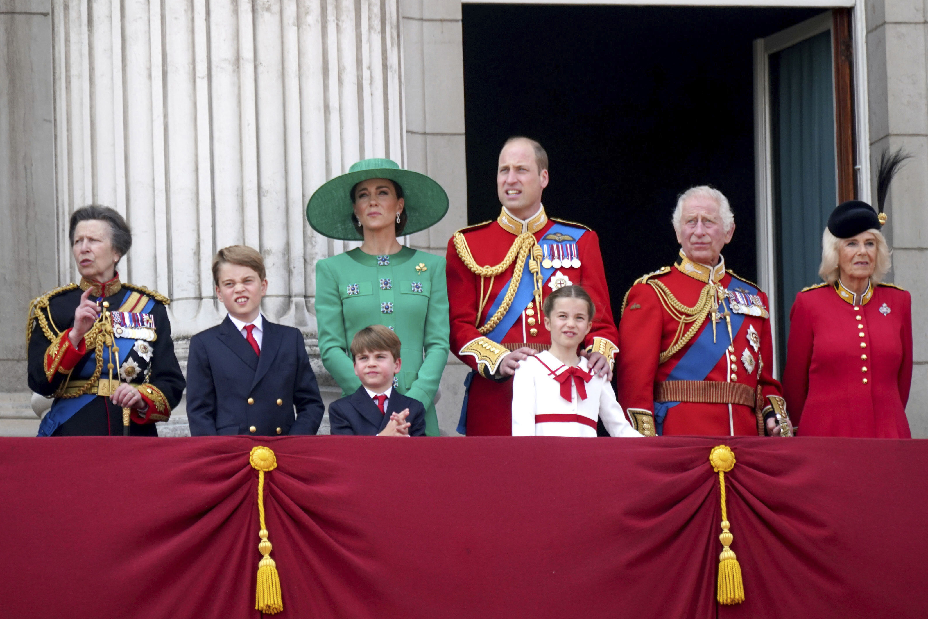 The slimmed-down royal family on the balcony of Buckingham Palace following the Trooping the Colour ceremony in central London. Photo / AP