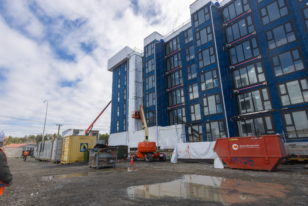 Cladding is on some of the modular units but not those shown here. Photo / Jason Dorday