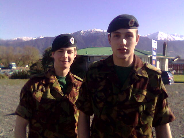 Jared Collet and Shane Anderson in Kaikoura in 2005 during a stopover on the bus ride from Waiouru to Burnham, only three months after Anderson signed up for the NZ Army, aged 22. 