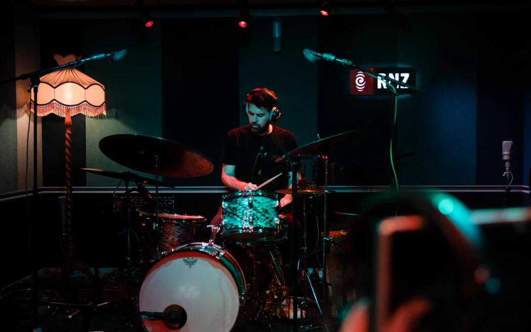  Julien Dyne has built a career from diversifying, playing in outfits like Avantdale Bowling Club, The Circling Sun and plenty more. Photo / RNZ, Cole Eastham-Farrelly