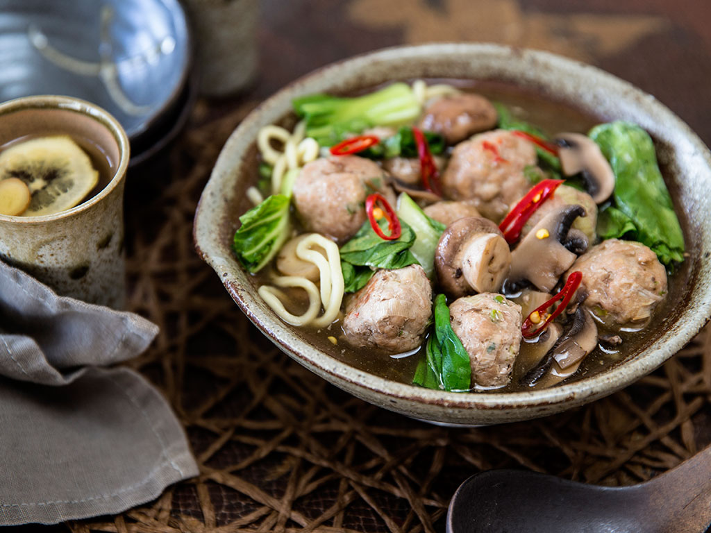 Pork and noodles in mushroom broth. Picture / Guy Coombes.