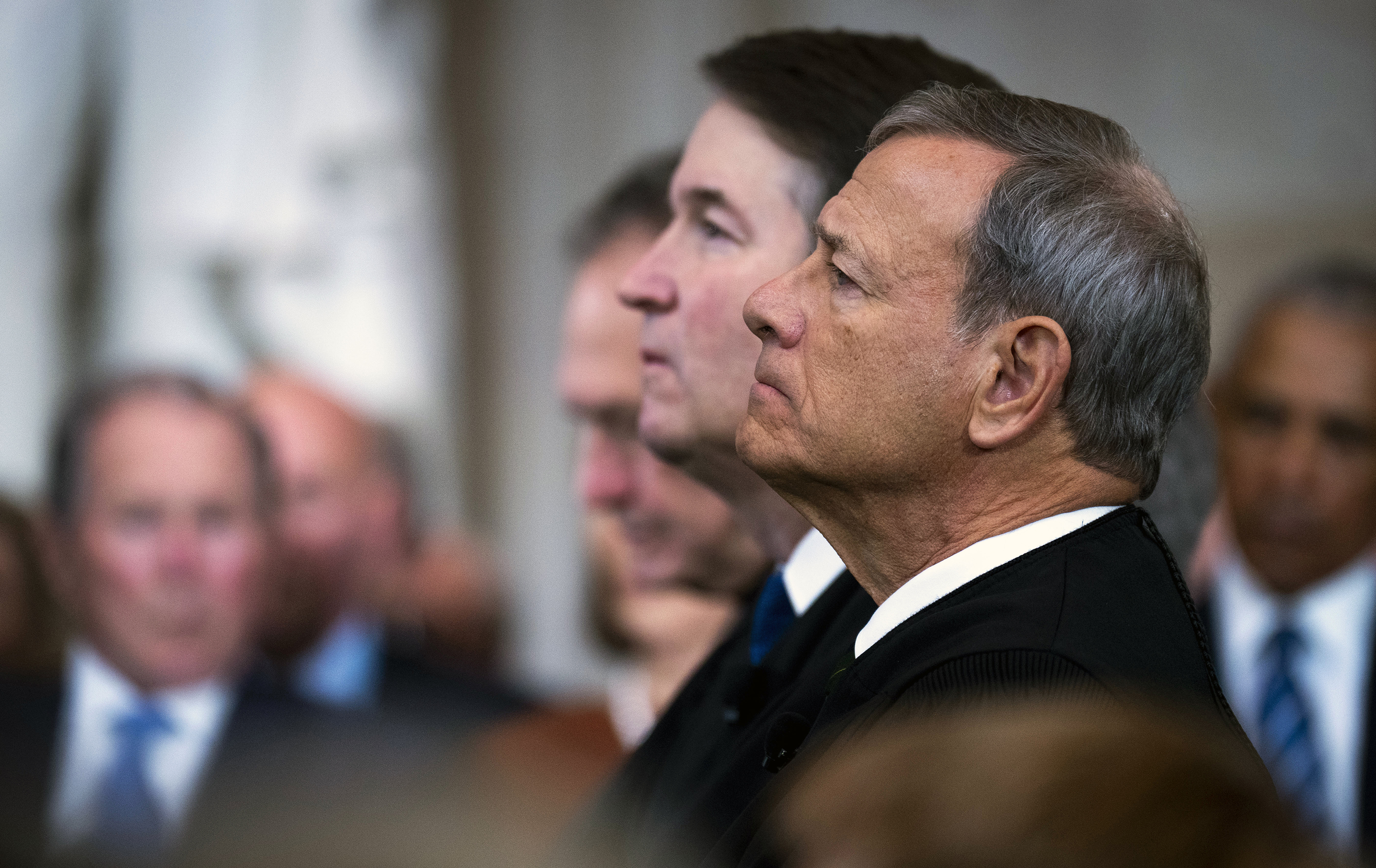 Chief Justice John G. Roberts Jr. during President Trump’s inauguration ceremony in Washington last week. Roberts was part of former President Ronald Reagan’s legal team, which invented the so-called unitary executive theory. Photo / Doug Mills, The New York Times