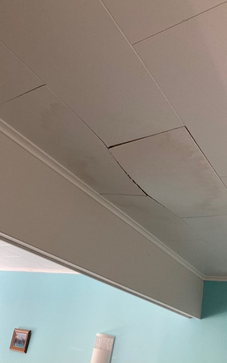 The ceiling panels in one bedroom were sagging.