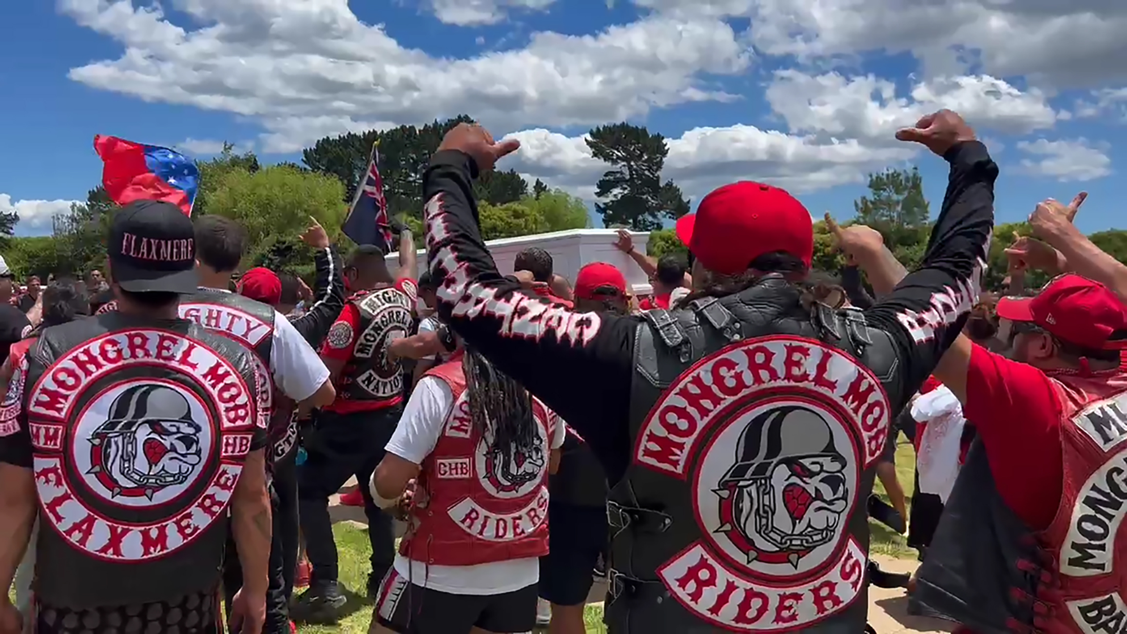 Mourners at the tangi for Mongrel Mob captain Daniel Eliu at the Manukau Memorial Gardens in December 2022. Photo / Supplied