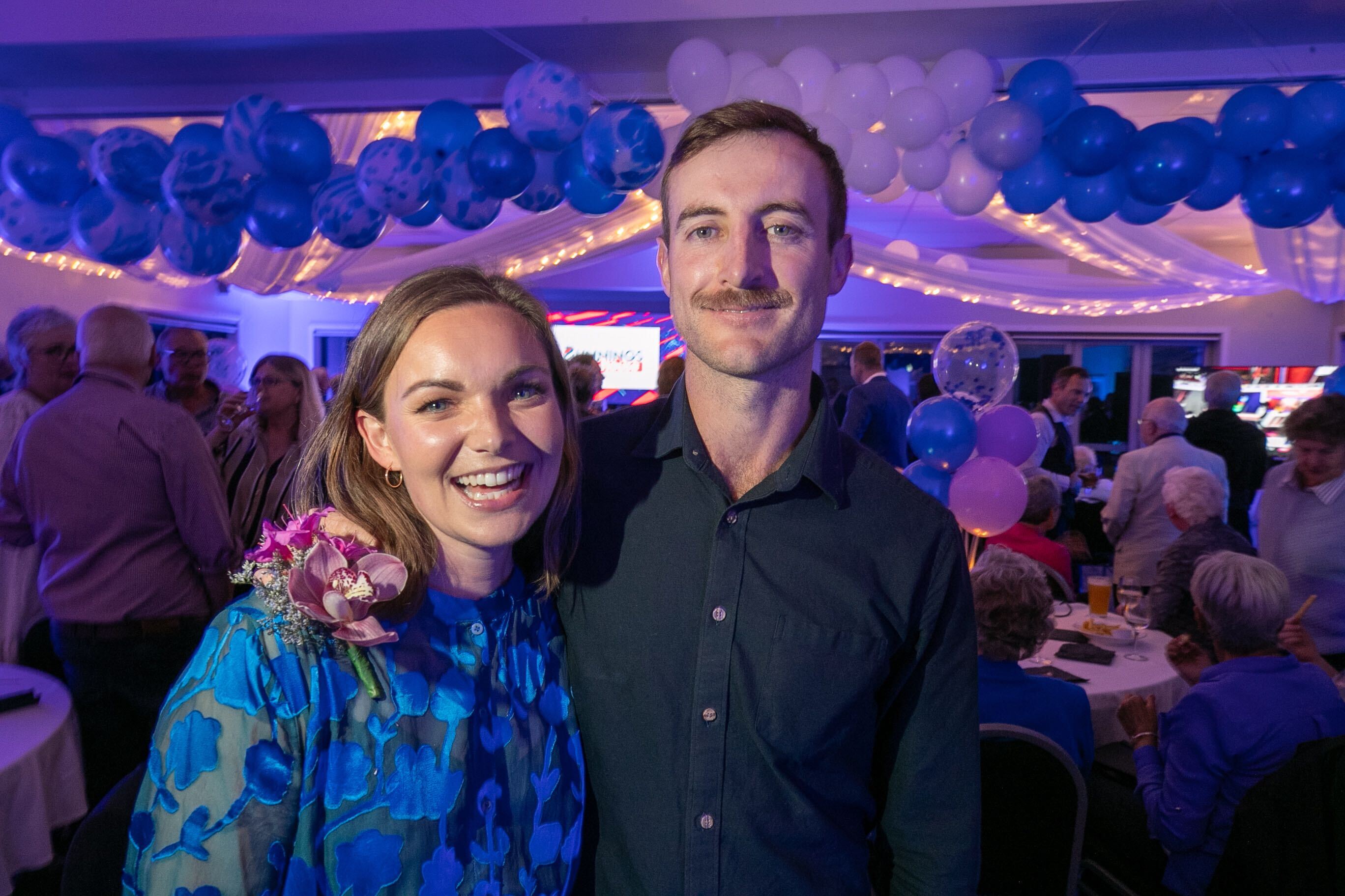 Katie Nimon with husband Jeremy Lawson on election night. Photo / Warren Buckland