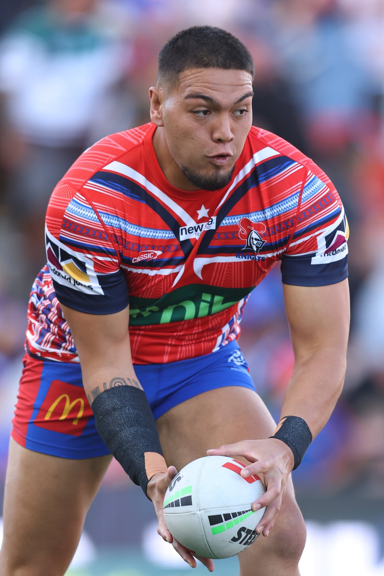 Tyrone Thompson joined his brother Leo at the Knights this year. Photo / Getty Images