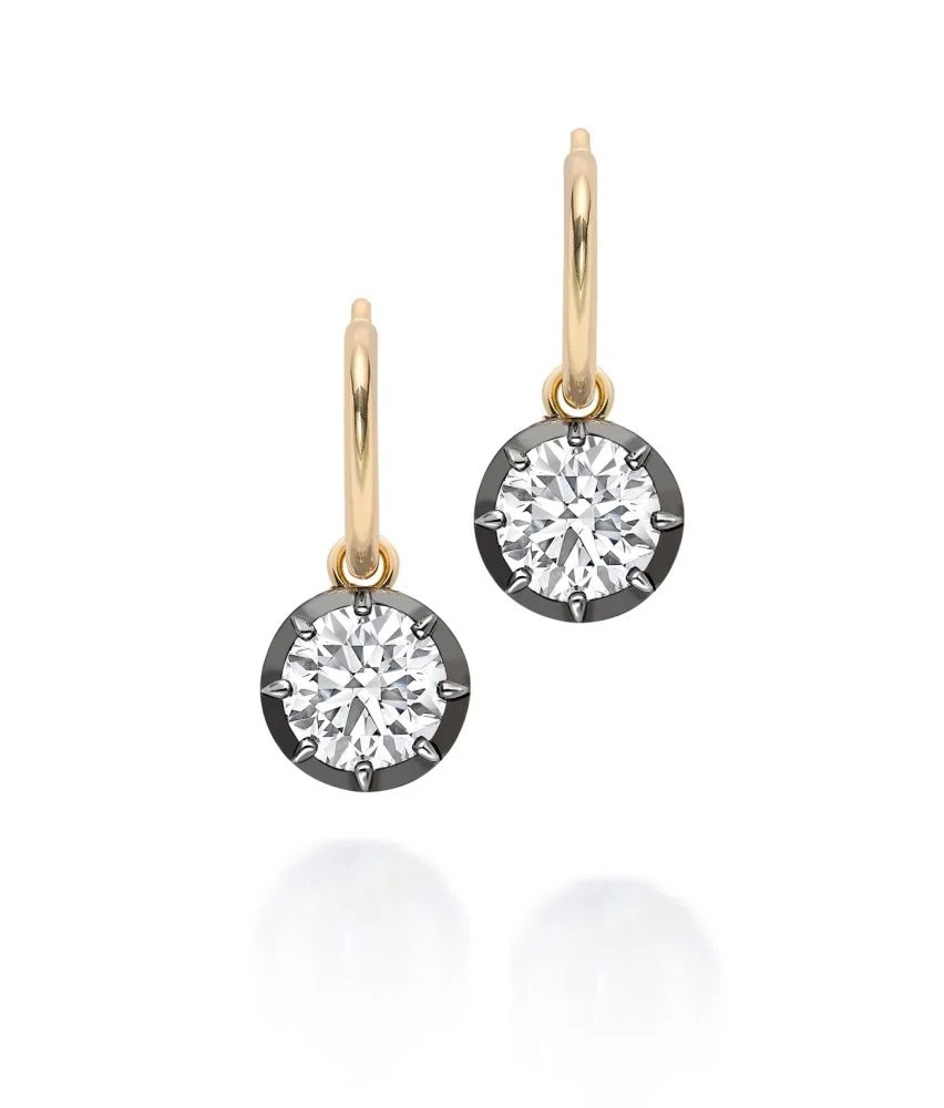 A pair of Jessica McCormack's signature diamond and blackened gold Gypset hoop earrings.