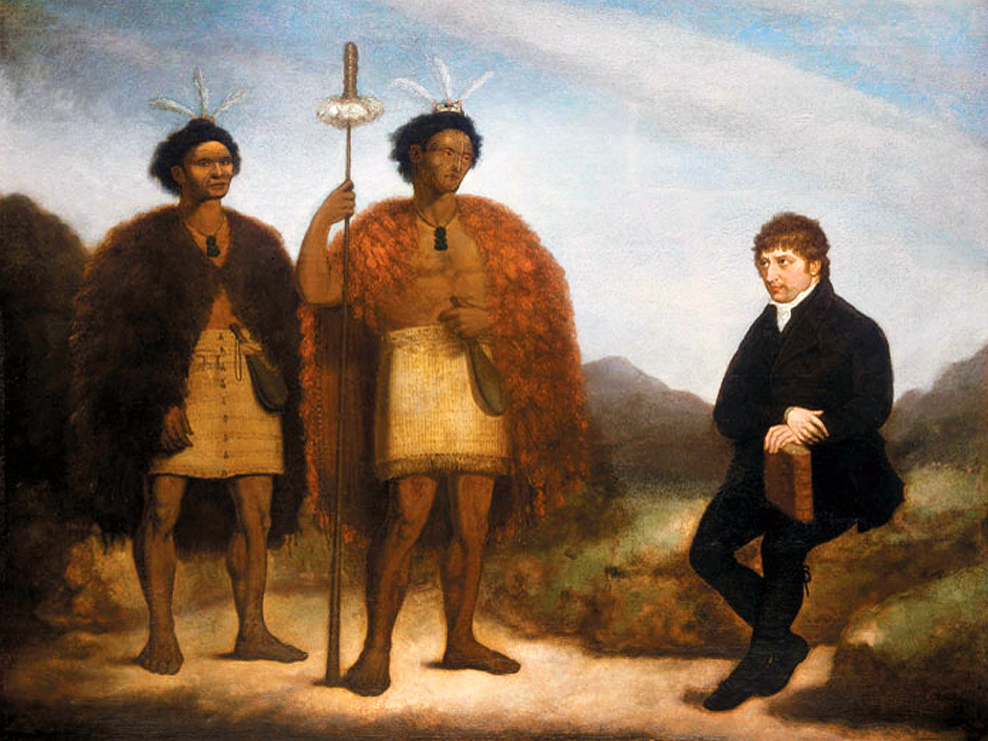 Hongi Hika, pictured with missionary Thomas Kendall, visited England in early 1820 - 20 years before the Treaty of Waitangi was signed. Photo / National Library of NZ