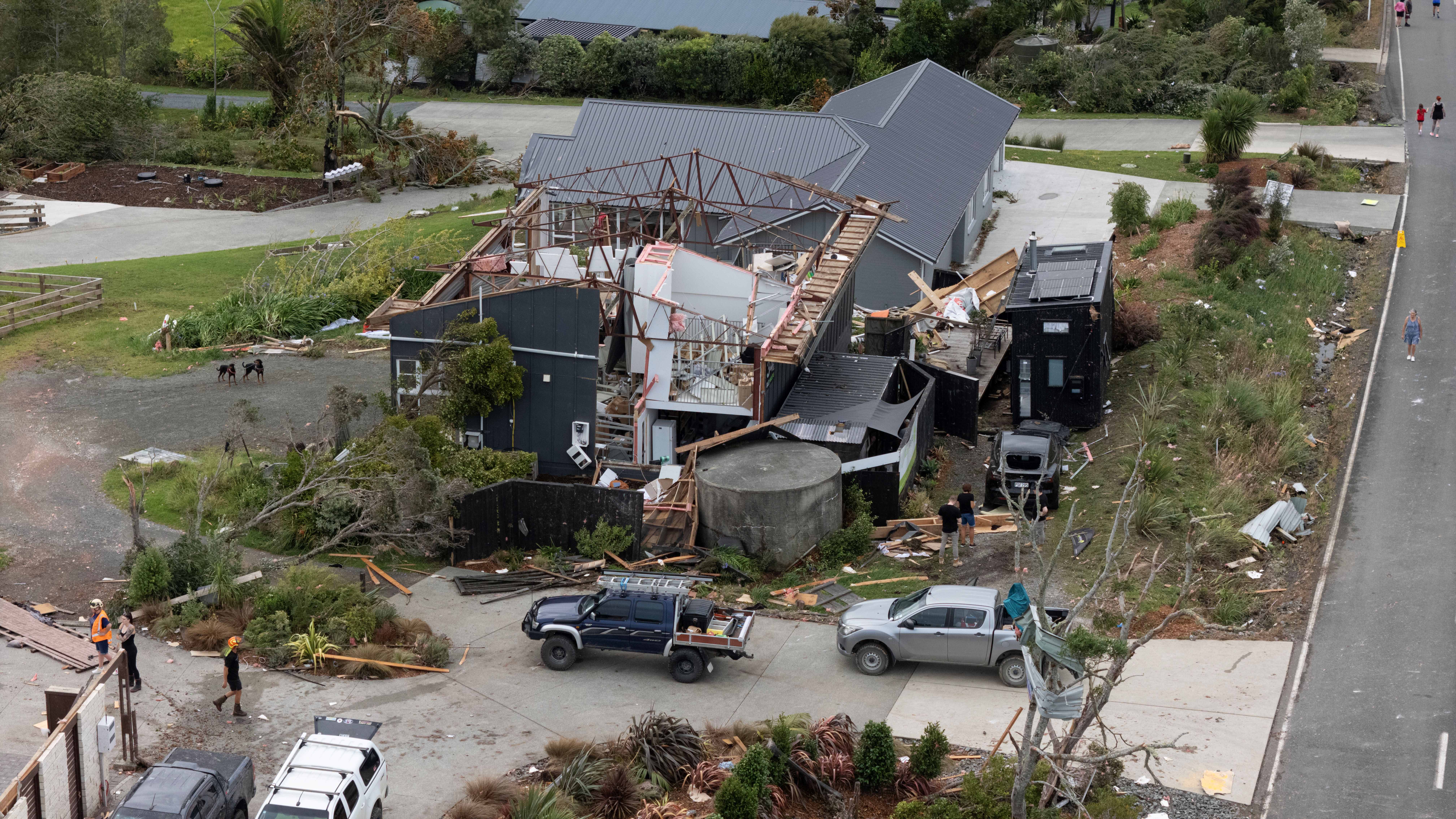 Damage to homes on Old Waipu Rd has been severe after a tornado hit Mangawhai on January 26 2025. Photo / Hayden Woodward
