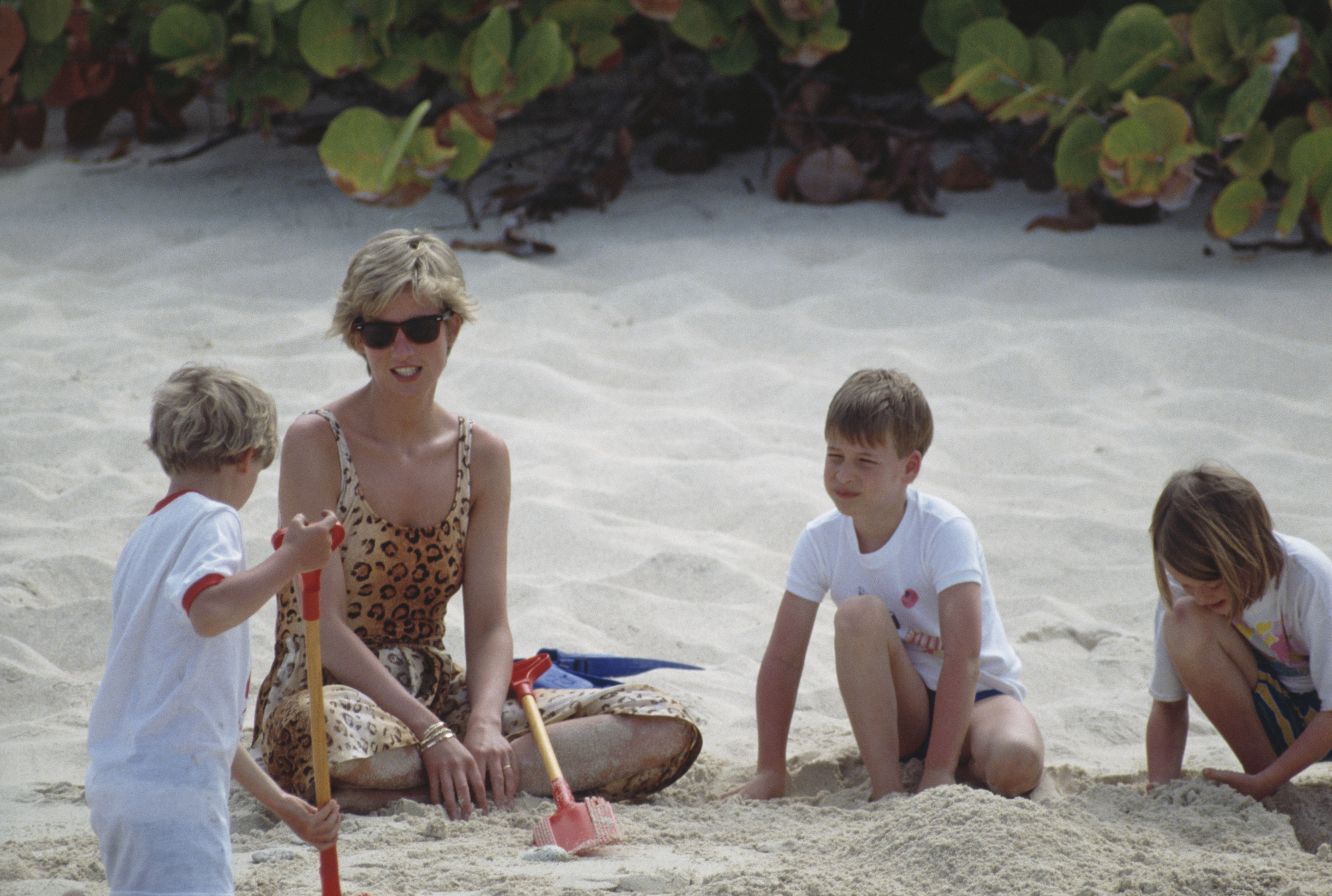 The Princess of Wales holidaying with her sons Prince William and Prince Harry on Necker Island in the British Virgin Islands. Photo / Getty Images