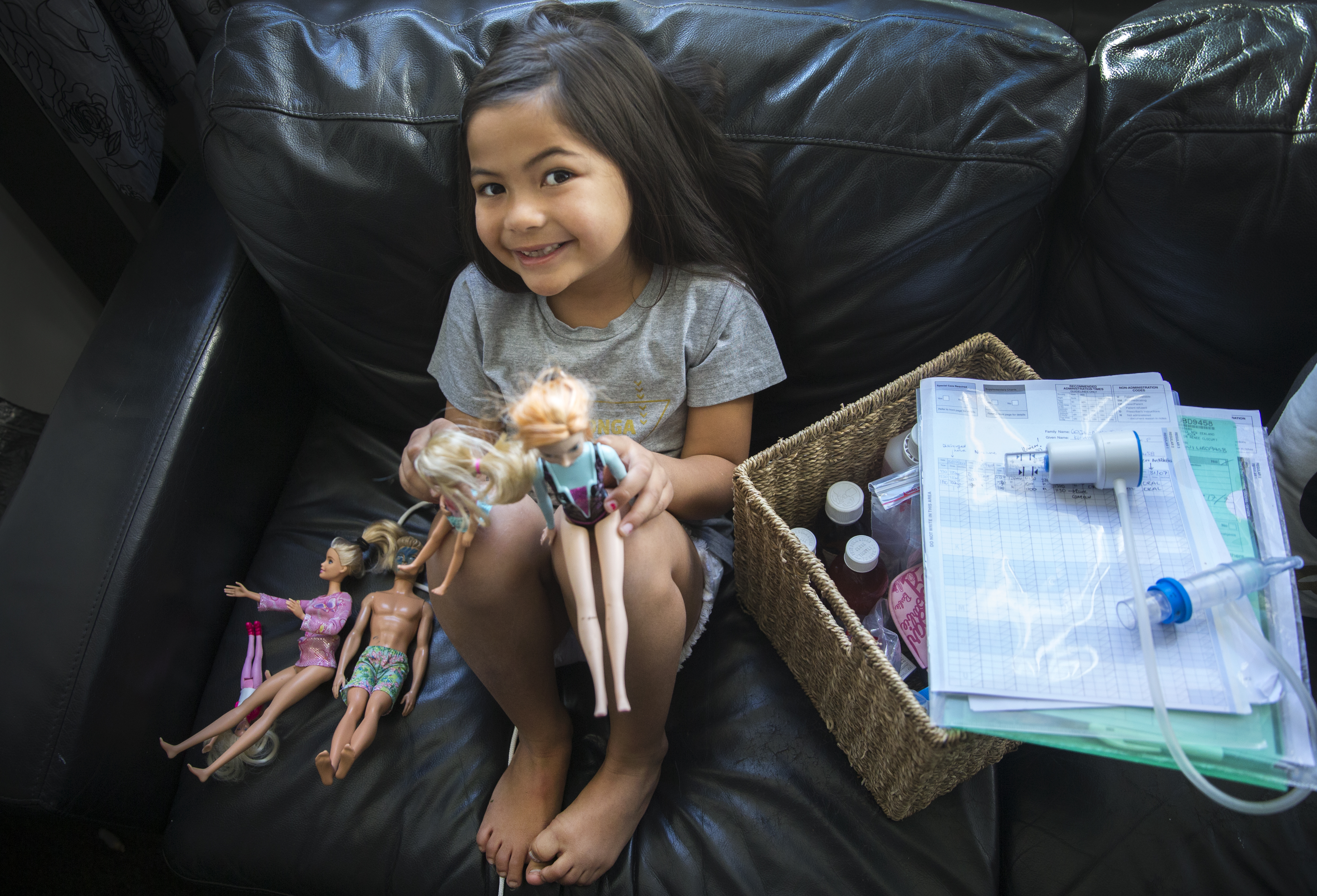 Kierra loves to play with her barbies, to go fishing and to jump on her tramp. Photo/ Nick Reed