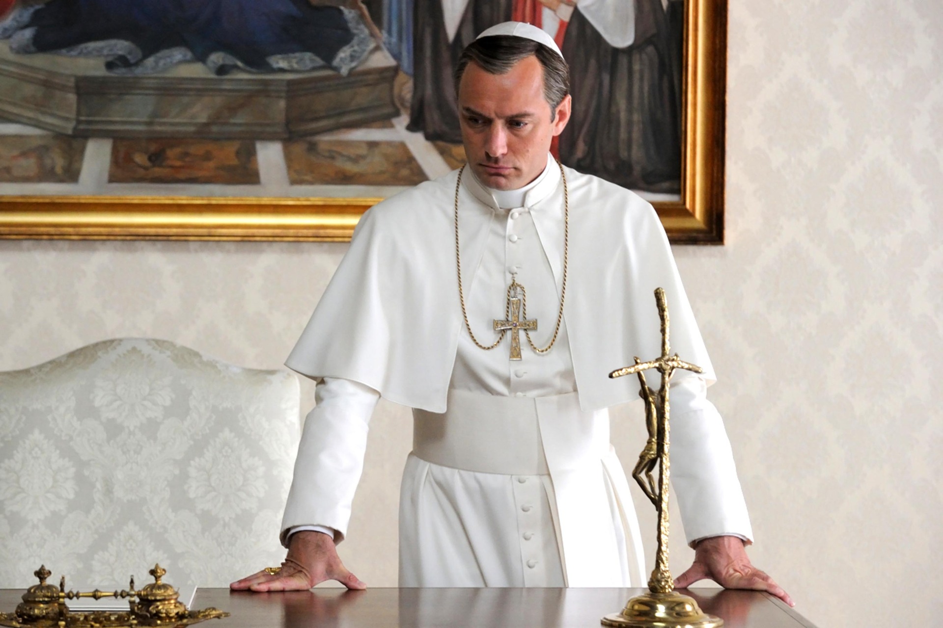 Jude Law in The Young Pope. Photo / HBO.