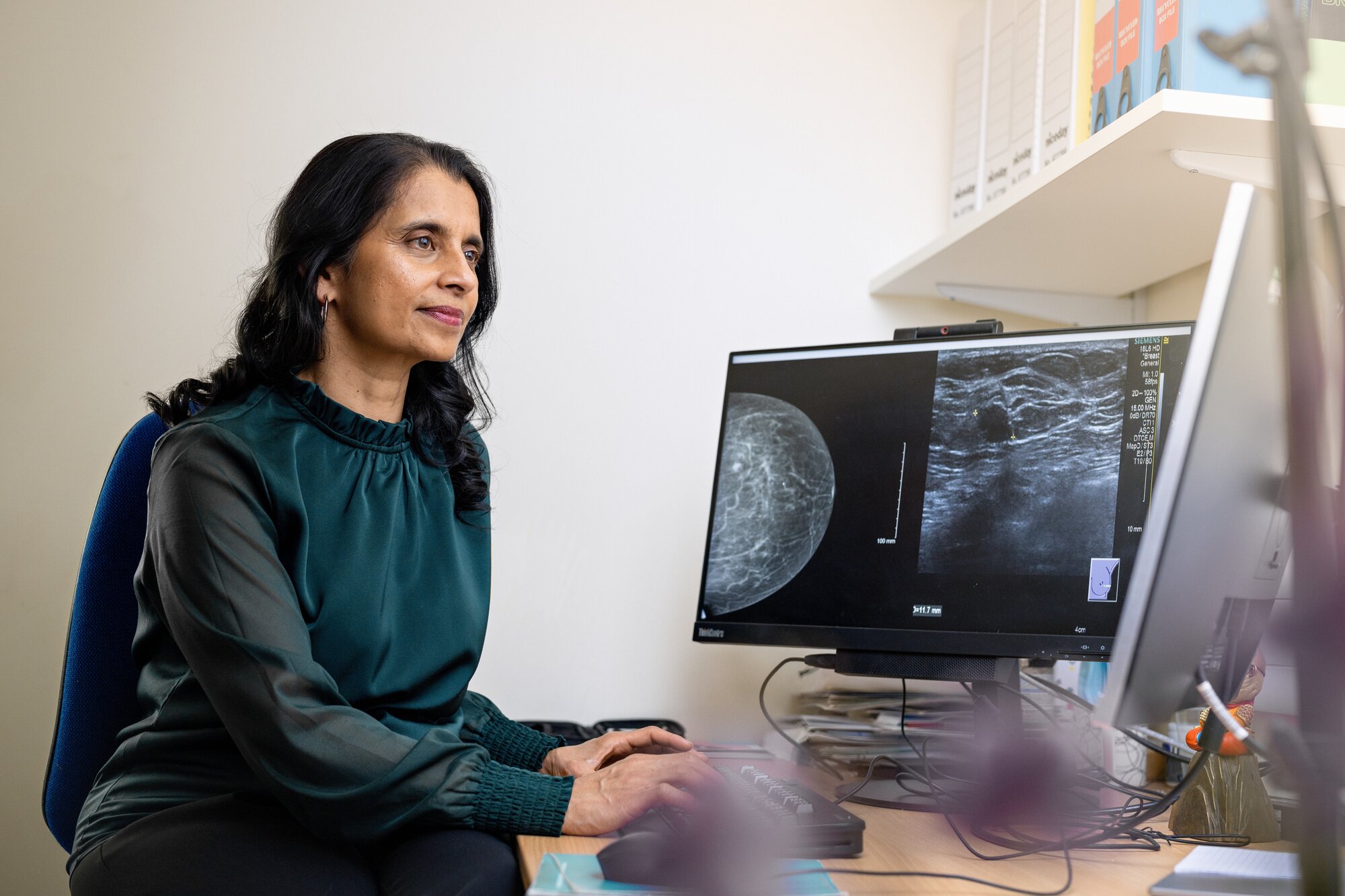 Cancer researcher Professor Jean Abraham at Cambridge University's Precision Breast Cancer Institute.