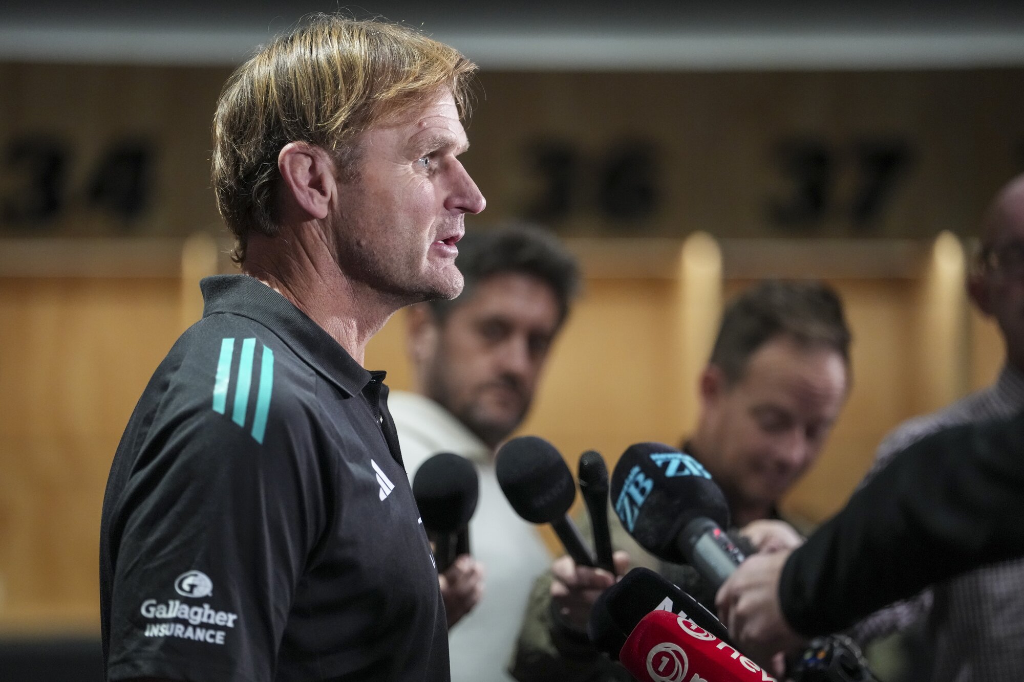 Scott Robertson faces the media during his time as All Blacks coach. Photo / SmartFrame