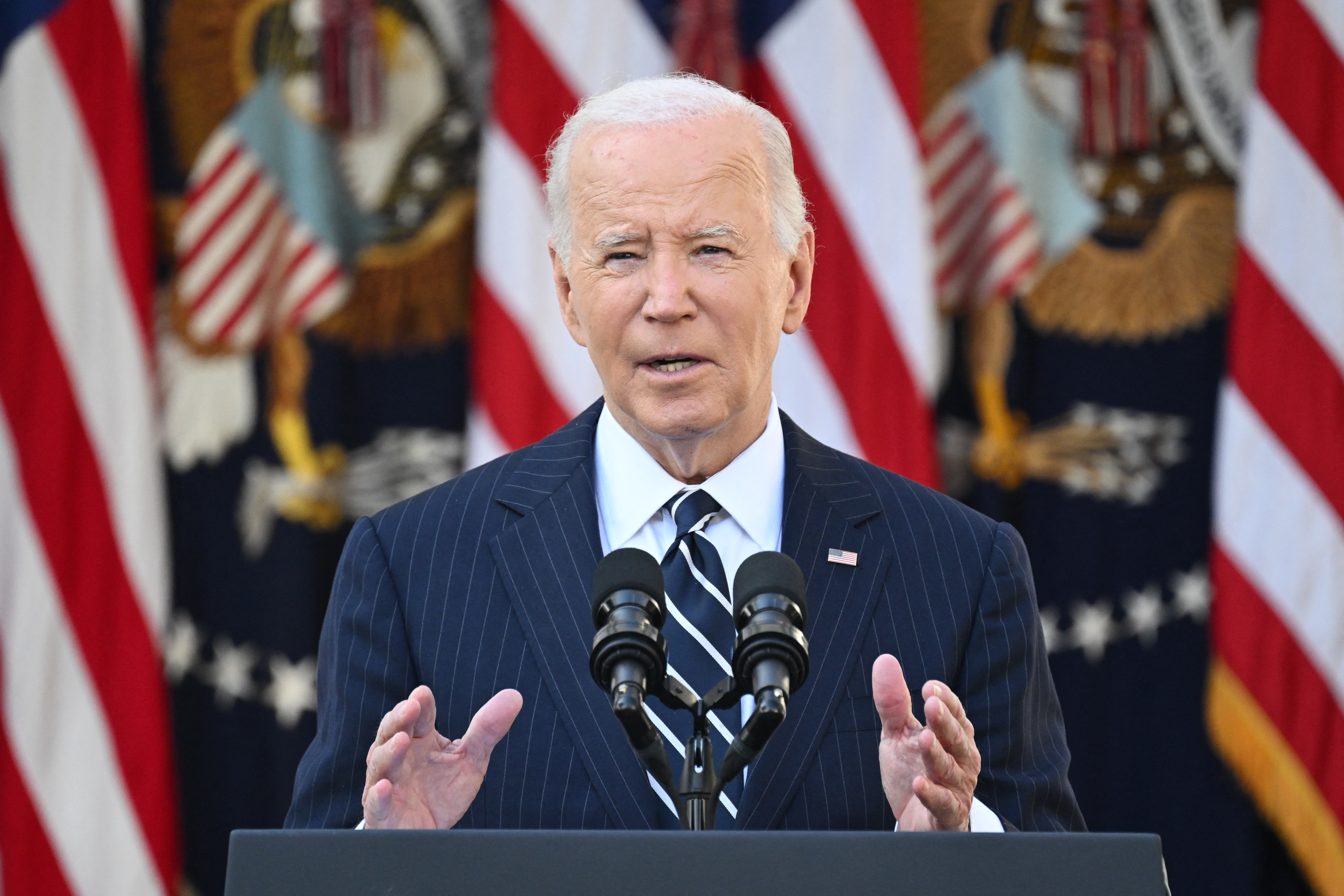 Donald Trump may actually be the better bet than Joe Biden for keeping peace. Photo / AFP
