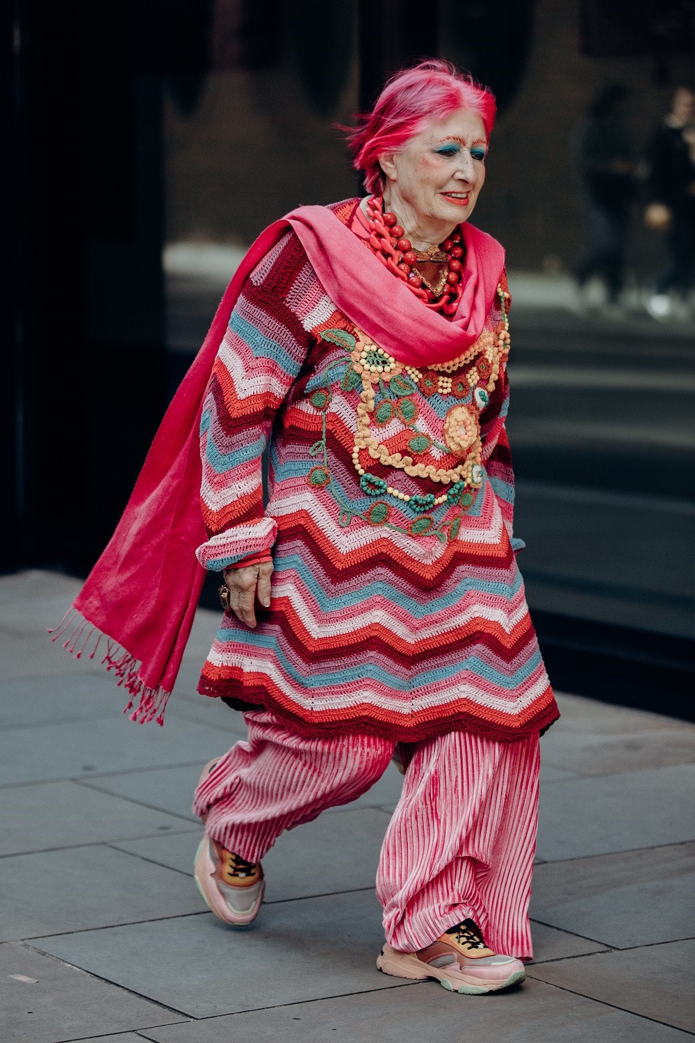 The incomparable Zandra Rhodes attends London Fashion Week. Photo / Getty Images