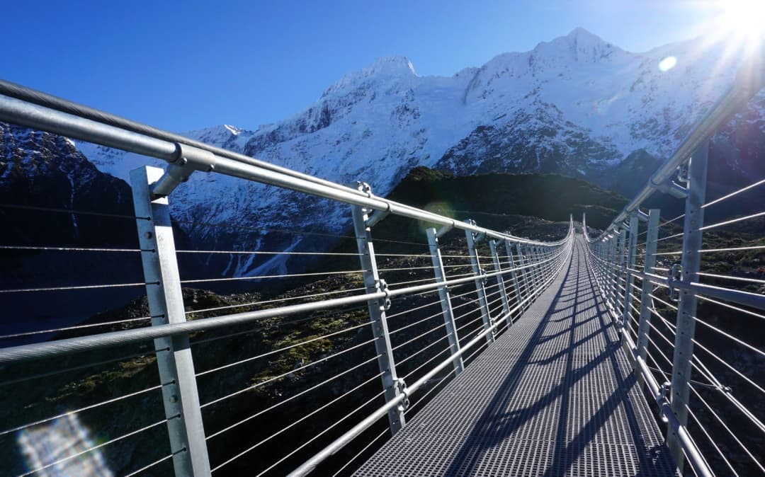 The new suspension bridge up the Hooker Valley at Aoraki/Mount Cook National Park will open to the public next Tuesday. Photo / Department of Conservation
