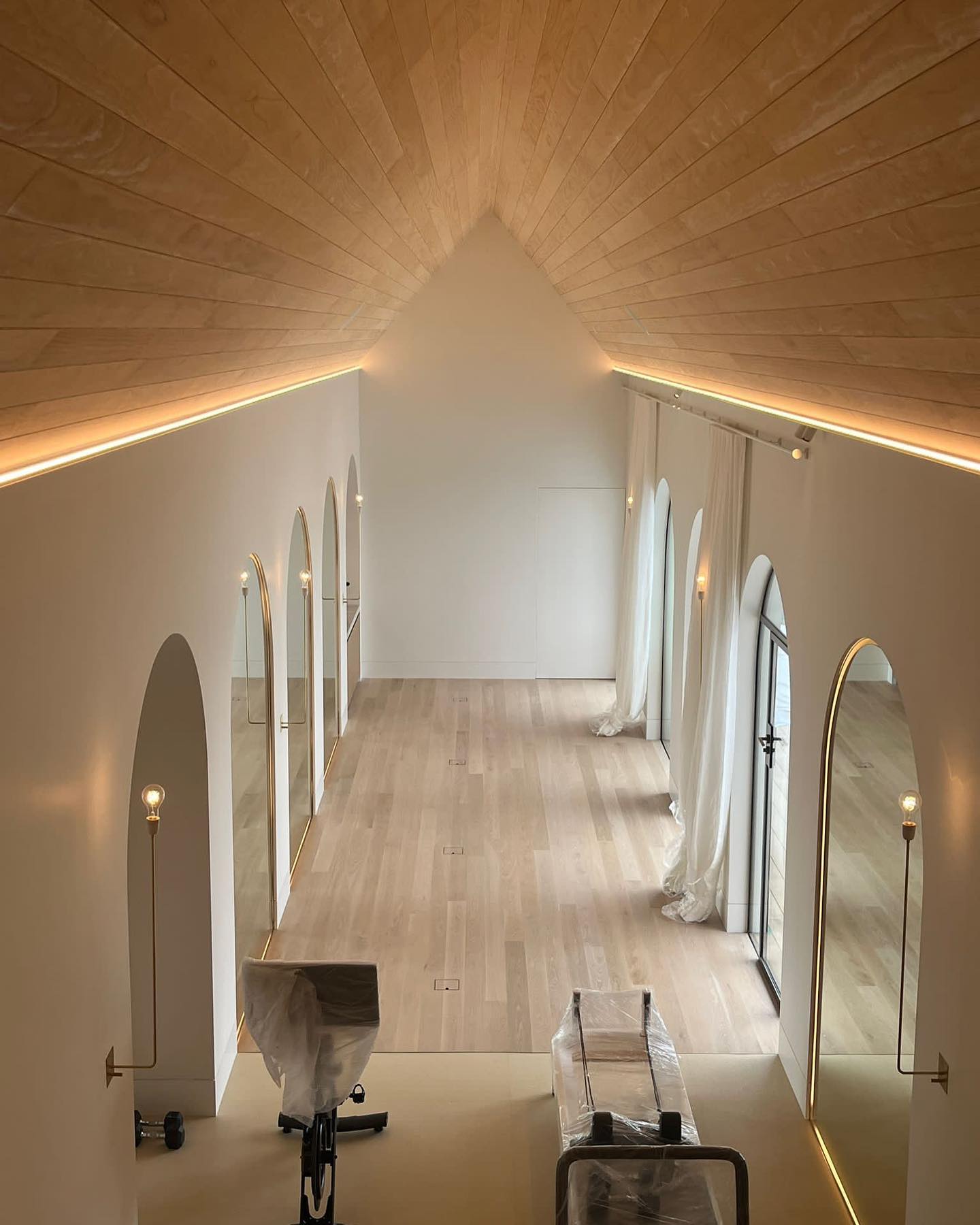 The Mowbrays' new fitness centre with cathedral ceiling. Photo / Instagram, @Jaimee