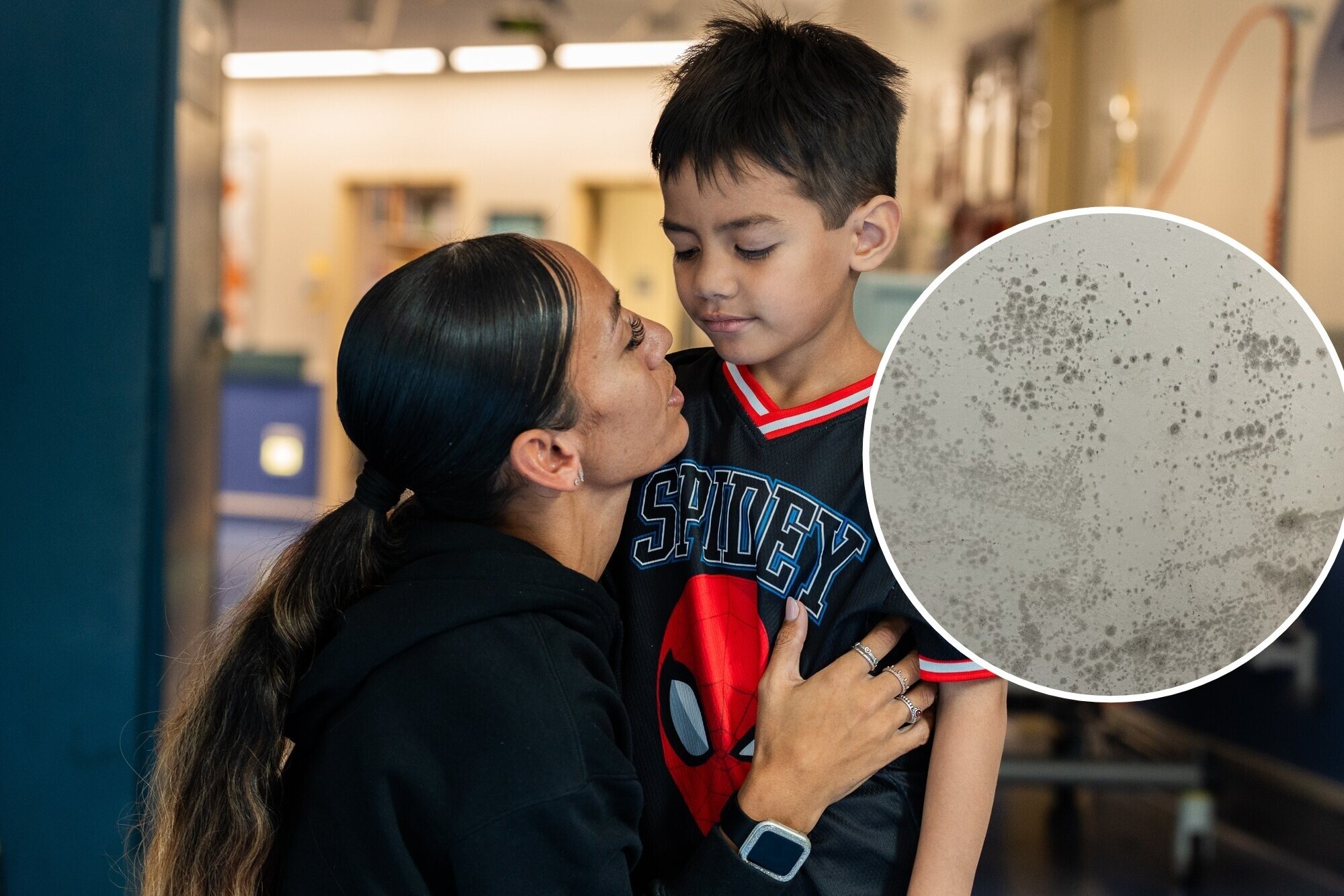 Montoya Fitimase and her son Amias lived in a damp, mouldy rental property in South Auckland. Fitimase won a case against her landlord after taking him to the Tenancy Tribunal. Photo / Annaleise Shortland.