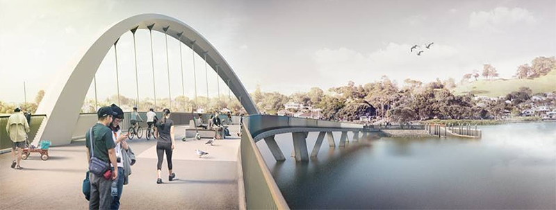 The new bridge over the Manukau, connecting Mangere Bridge to Onehunga, is the most expensive cycling project in the city. Image / supplied