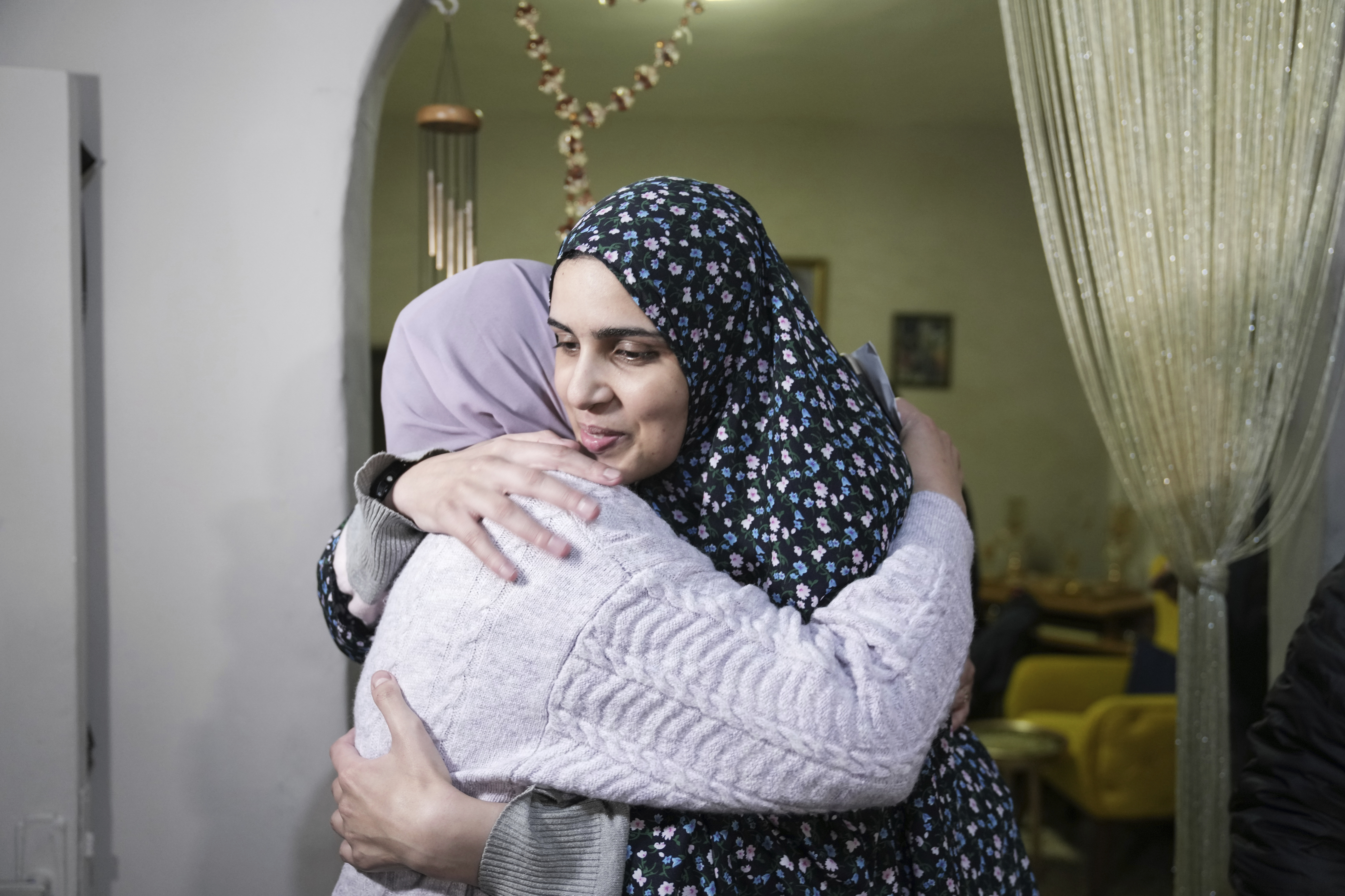 Marah Bakir, a former Palestinian prisoner who was released by the Israeli authorities, is welcome at her family house in the east Jerusalem neighbourhood of Beit Hanina. Photo / AP