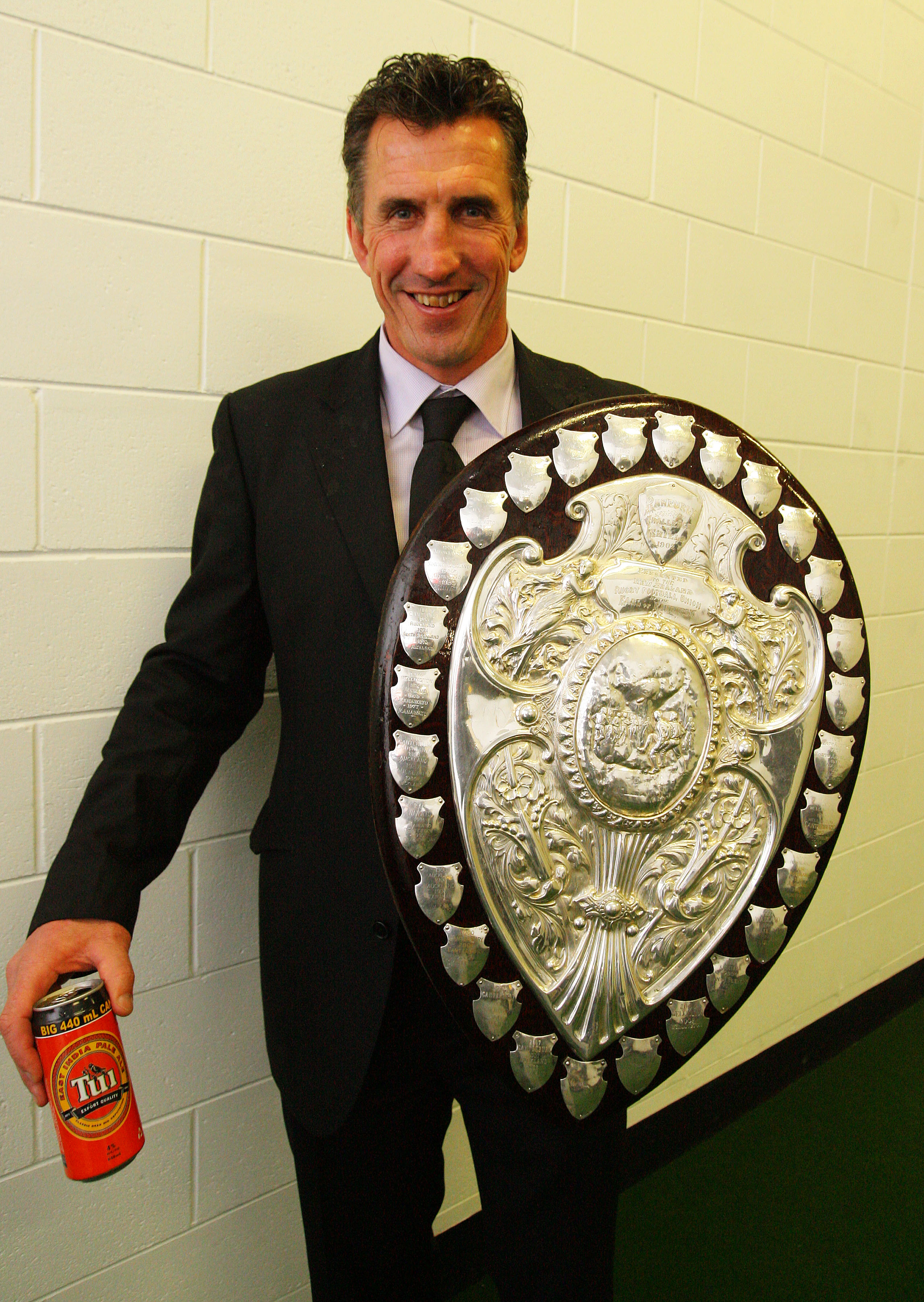 Canterbury coach Rob Penney with the Ranfurly Shield after his side defeated Wellington in 2009. Photo / Photosport