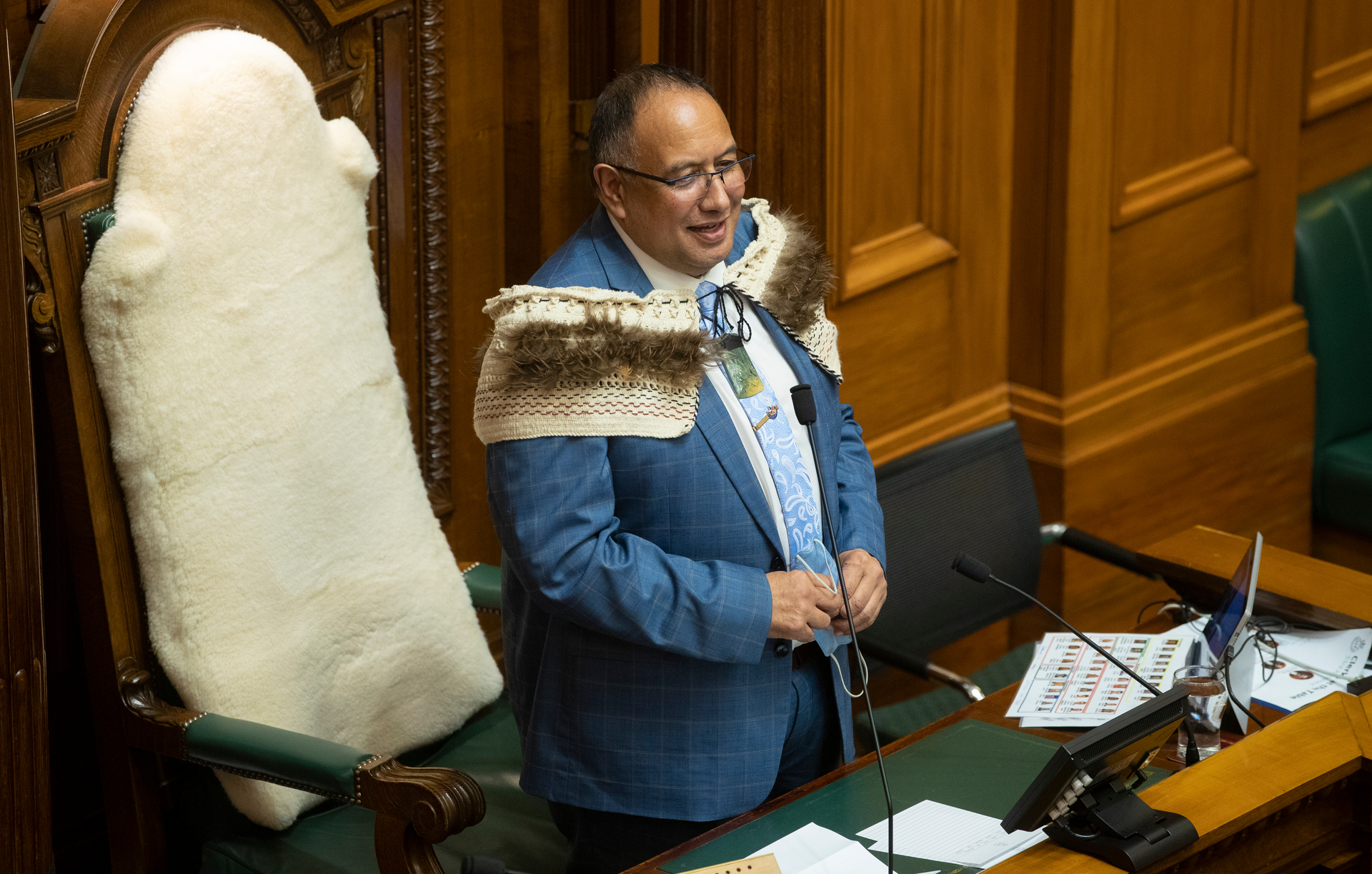 Newly elected Speaker Adrian Rurawhe during his ceremony in Parliament. Photo / Mark Mitchell