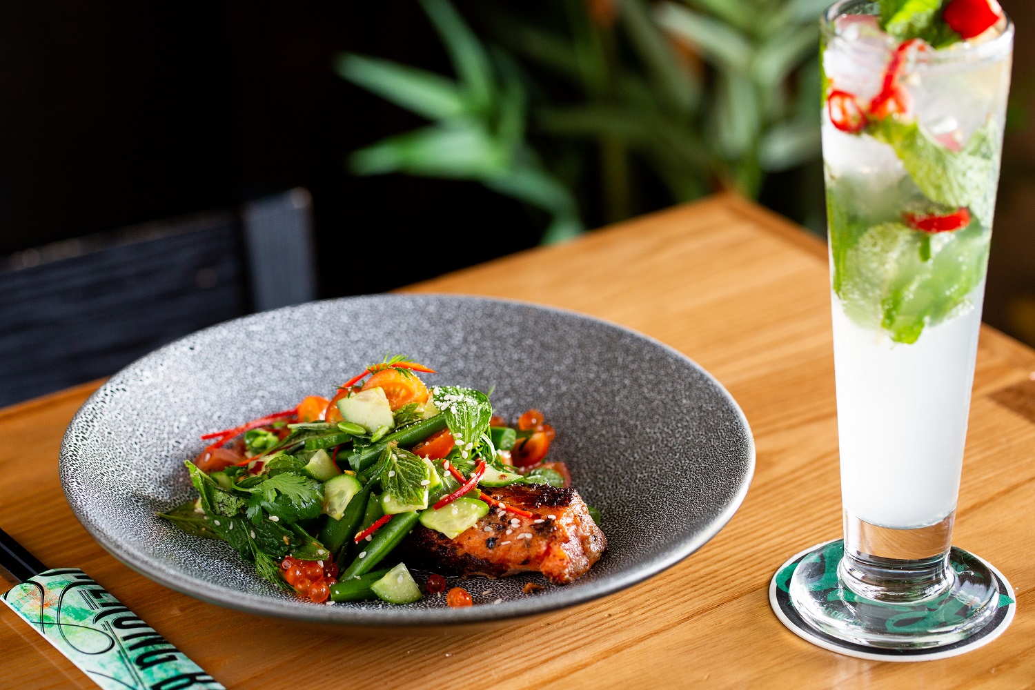 The salmon salad on the menu at Mekong Baby. Photo / Babiche Martens