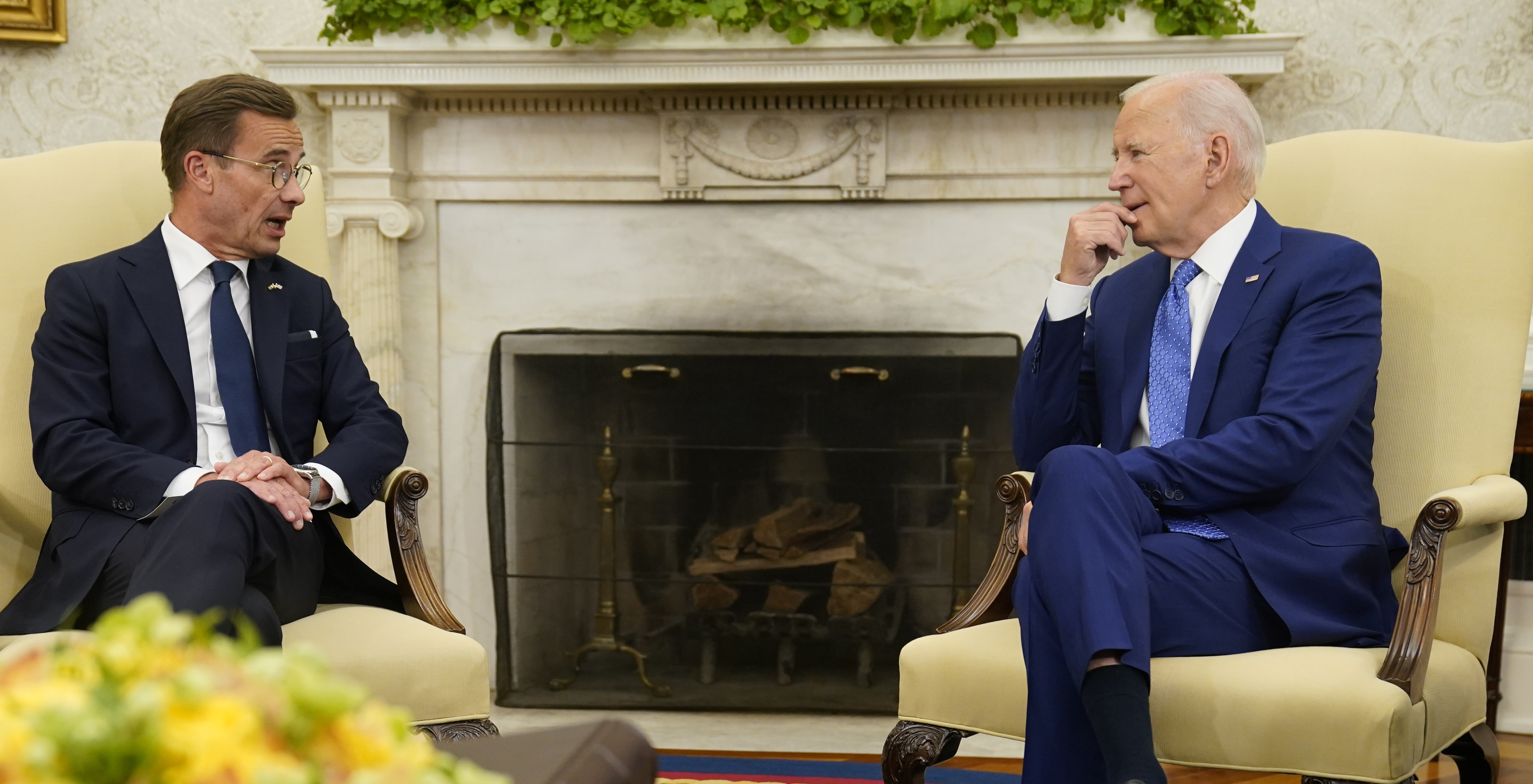 US President Joe Biden meets with Swedish Prime Minister Ulf Kristersson in the Oval Office of the White House. Photo / AP
