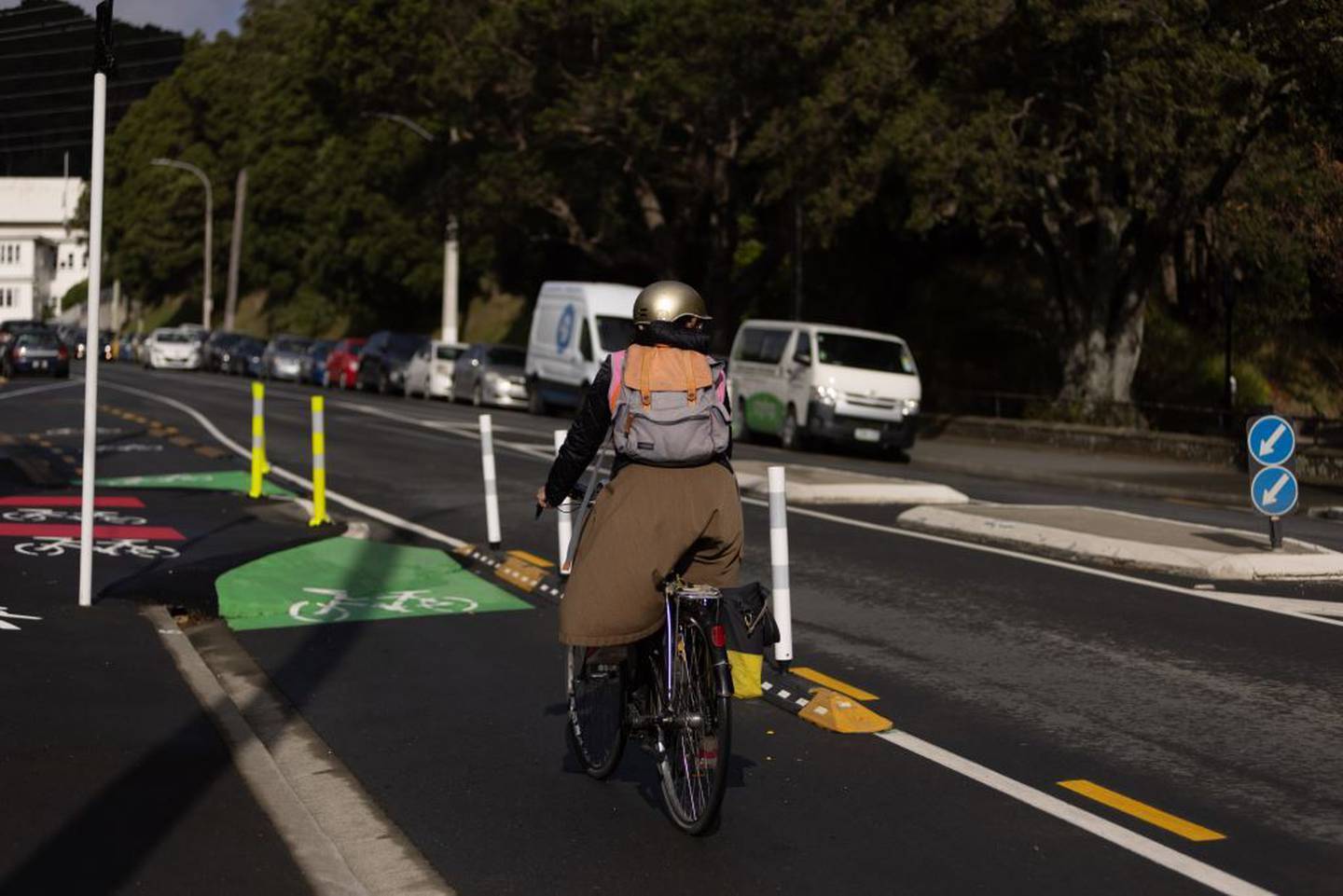 Cycleways will be created with plastic post separators and changes to road markings using paint. Photo / Supplied