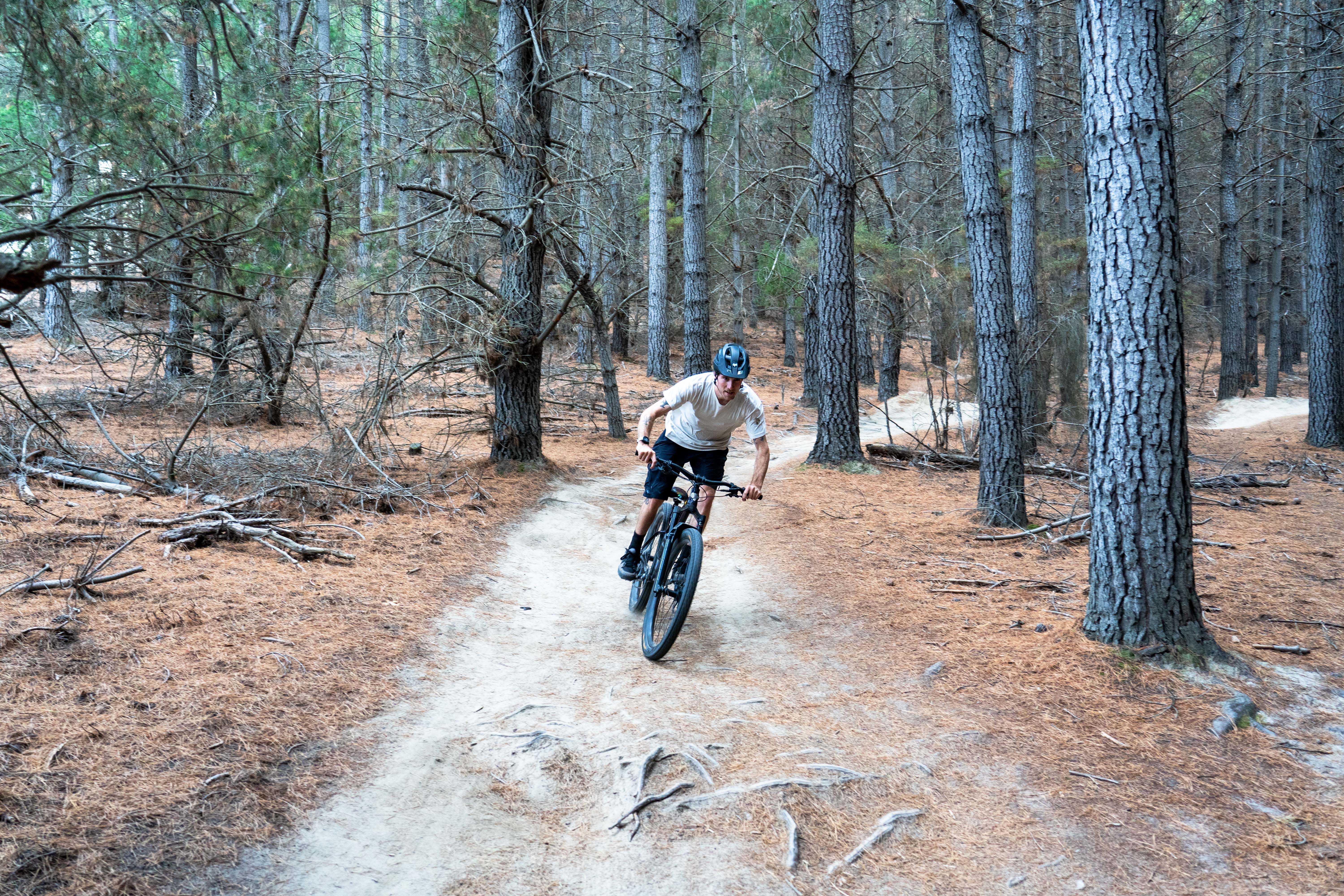 Local mountain biker Darren Gill on the trails of Sticky Forest, in Wanaka. Photo / Derek Cheng