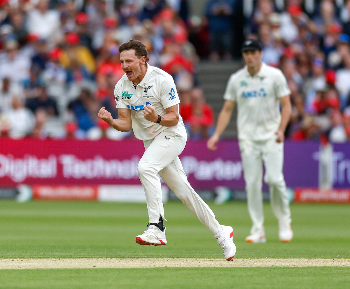 Nathan Smith celebrates the wicket of Emilio Gay at Lord's. Photo / Photosport