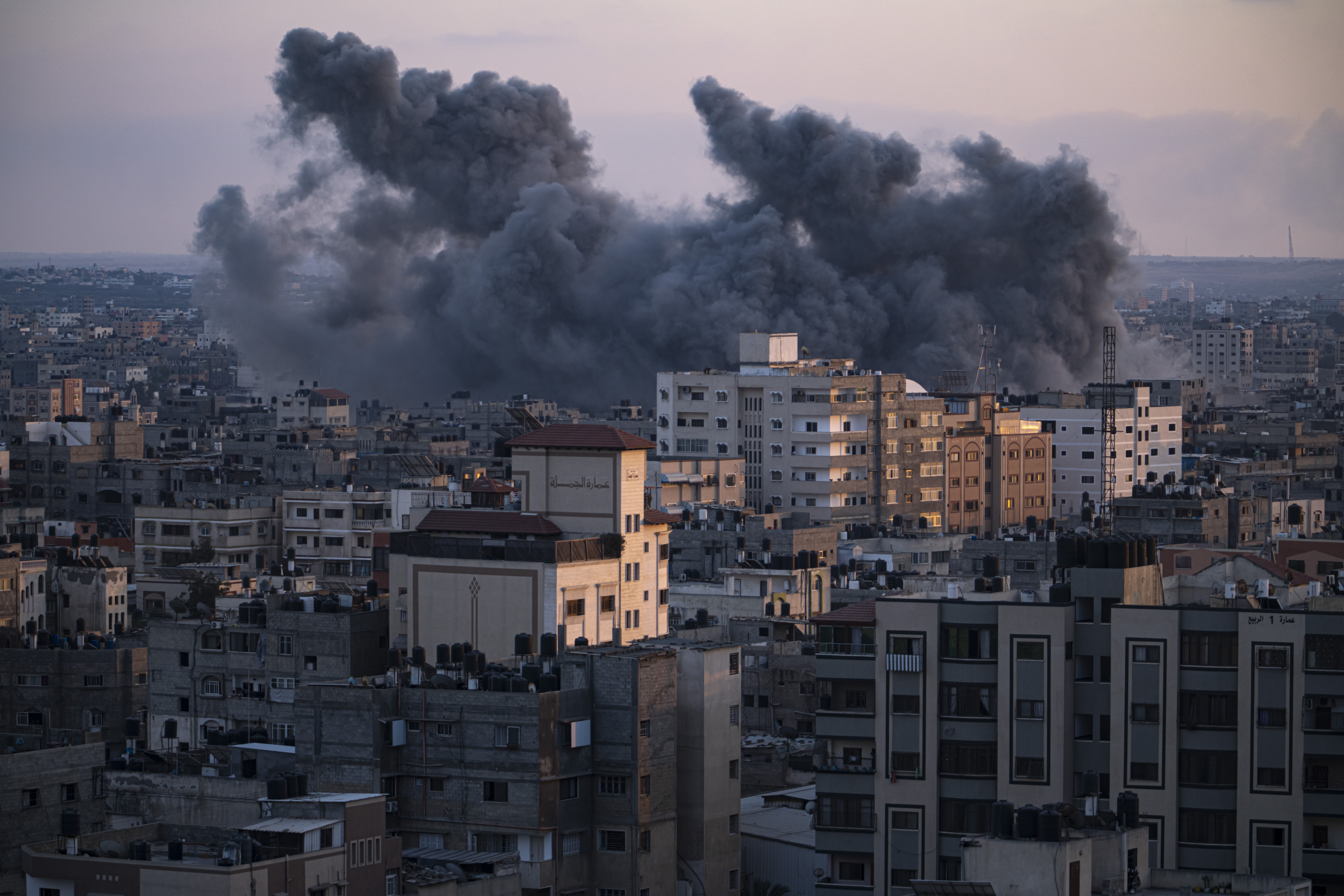 Smoke rises following an Israeli airstrike in Gaza City. Photo / AP