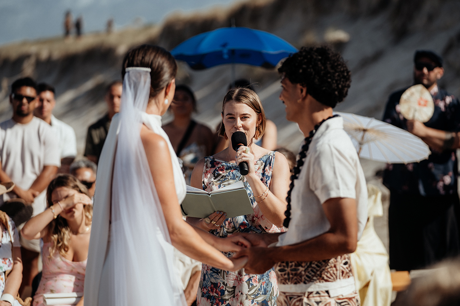 Friend Laura Stephenson was the couple's celebrant. Photo / Geoffery Matautia and Hele Ikimotu