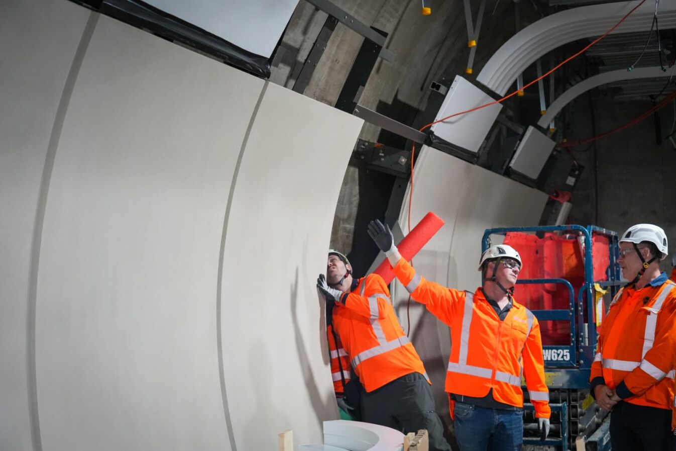 Walls panels are being installed on the new underground stations. Photo / Corey Fleming